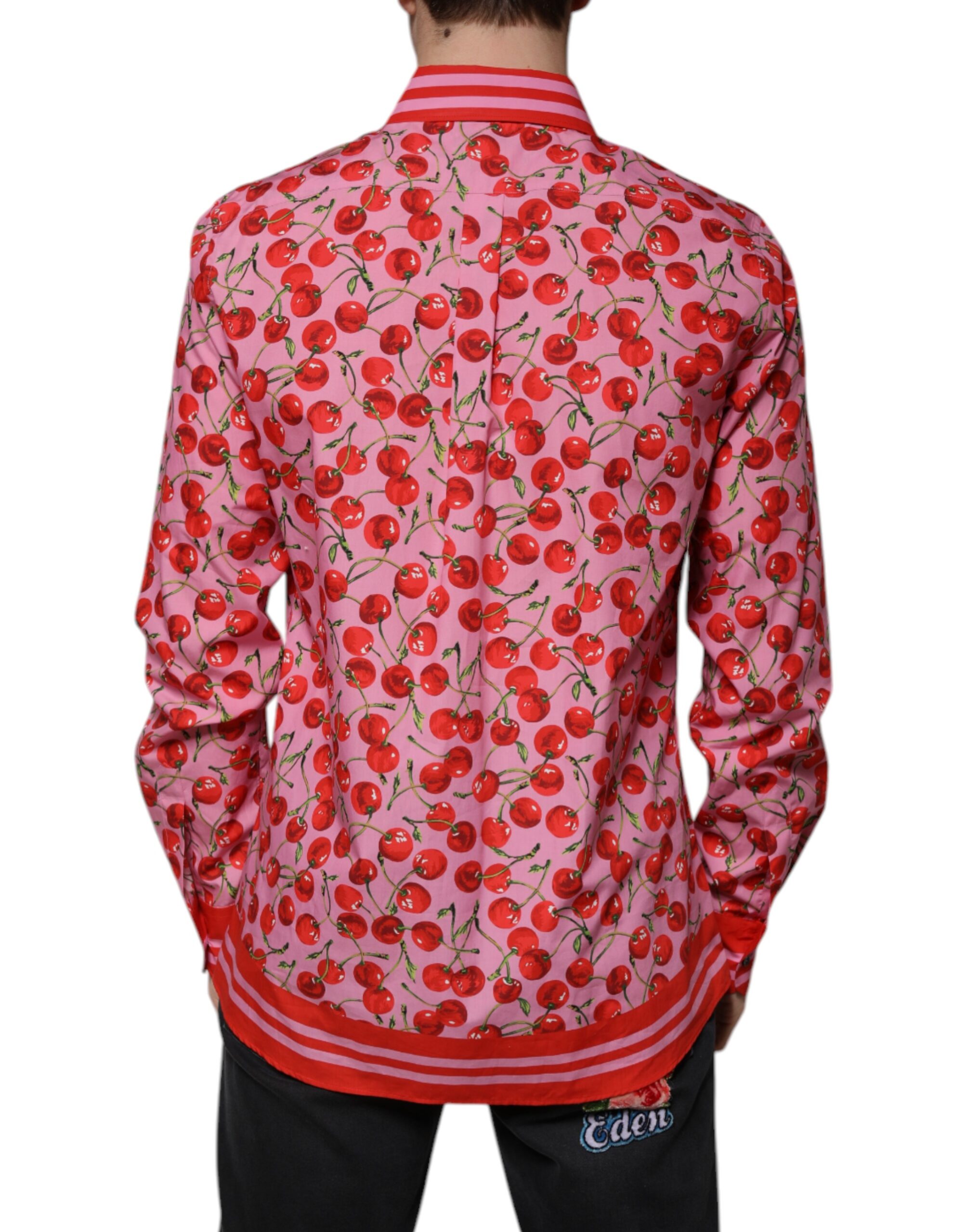 Dolce & Gabbana Pink Cherry Cotton Formal MARTINI Dress Shirt - Image 4
