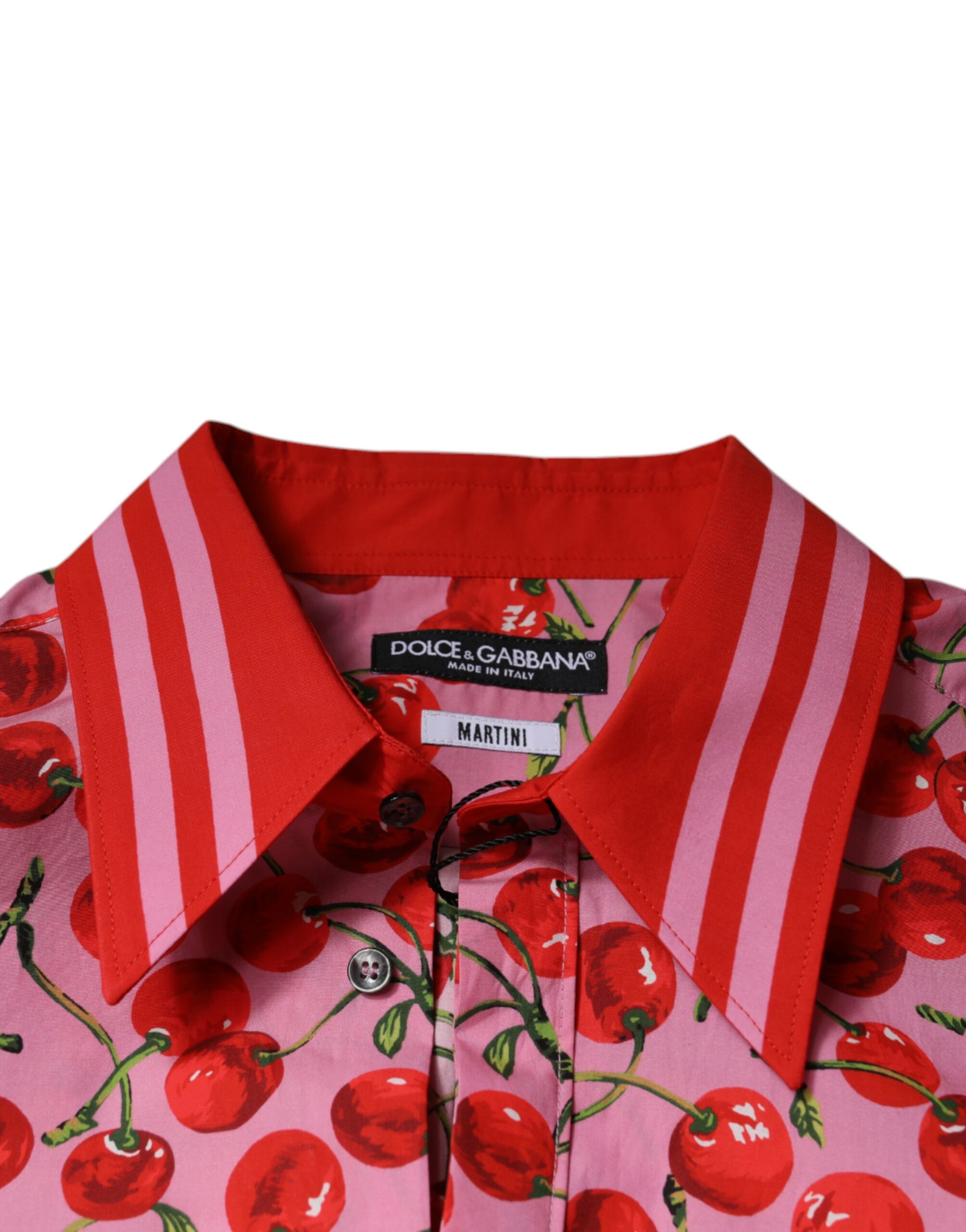 Dolce & Gabbana Pink Cherry Cotton Formal MARTINI Dress Shirt - Image 7