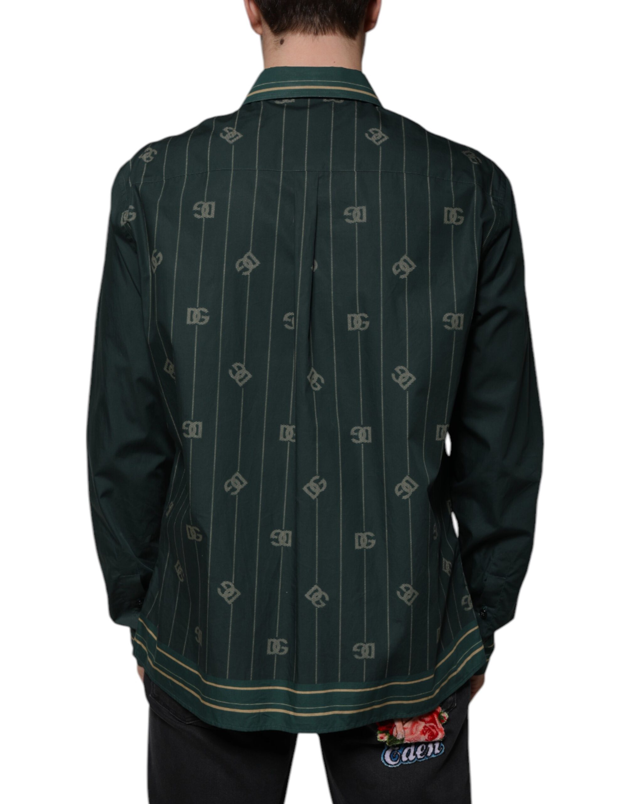 Dolce & Gabbana Green Logo Long Sleeve MARTINI Casual Shirt - Image 4