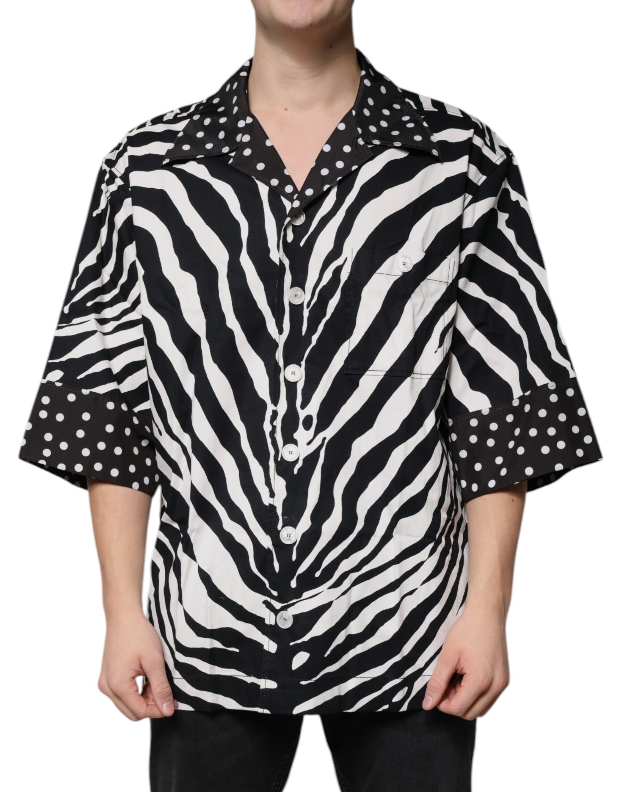 Dolce & Gabbana Black White Zebra Button Down Oversize Shirt - Image 2