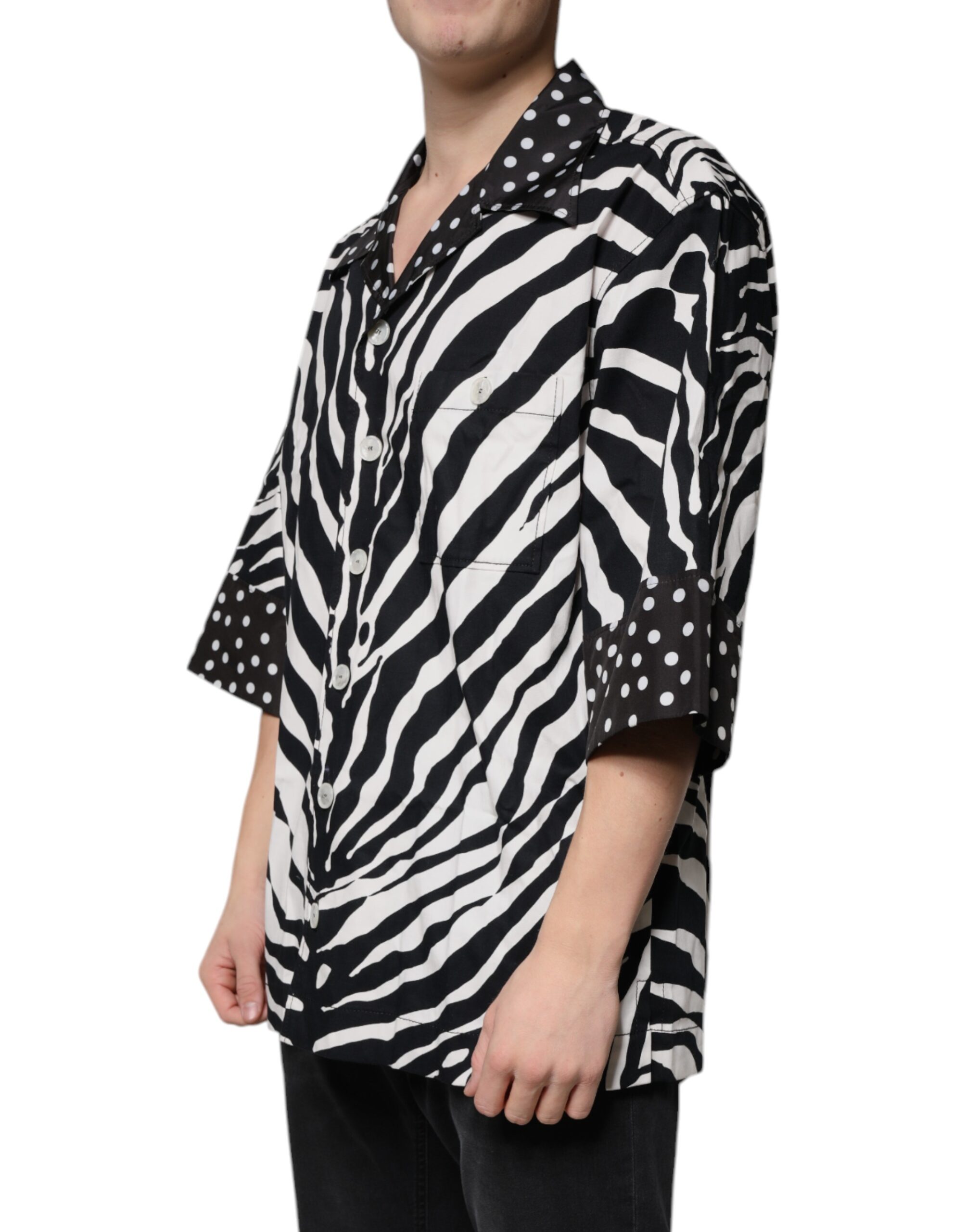 Dolce & Gabbana Black White Zebra Button Down Oversize Shirt - Image 3