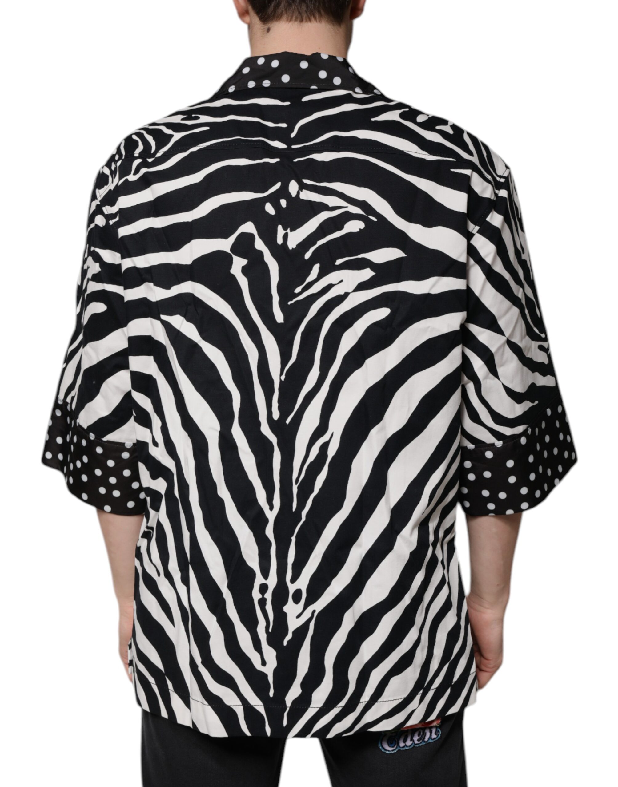 Dolce & Gabbana Black White Zebra Button Down Oversize Shirt - Image 4