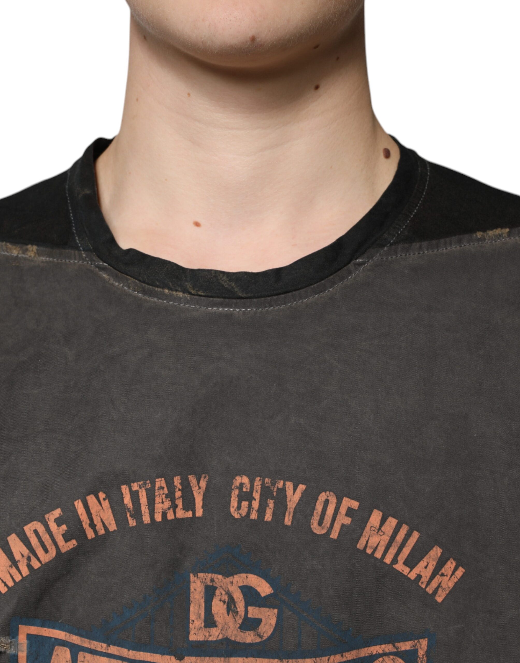 Dolce & Gabbana Brown Graphic Print Cotton Round Neck T-shirt - Image 5