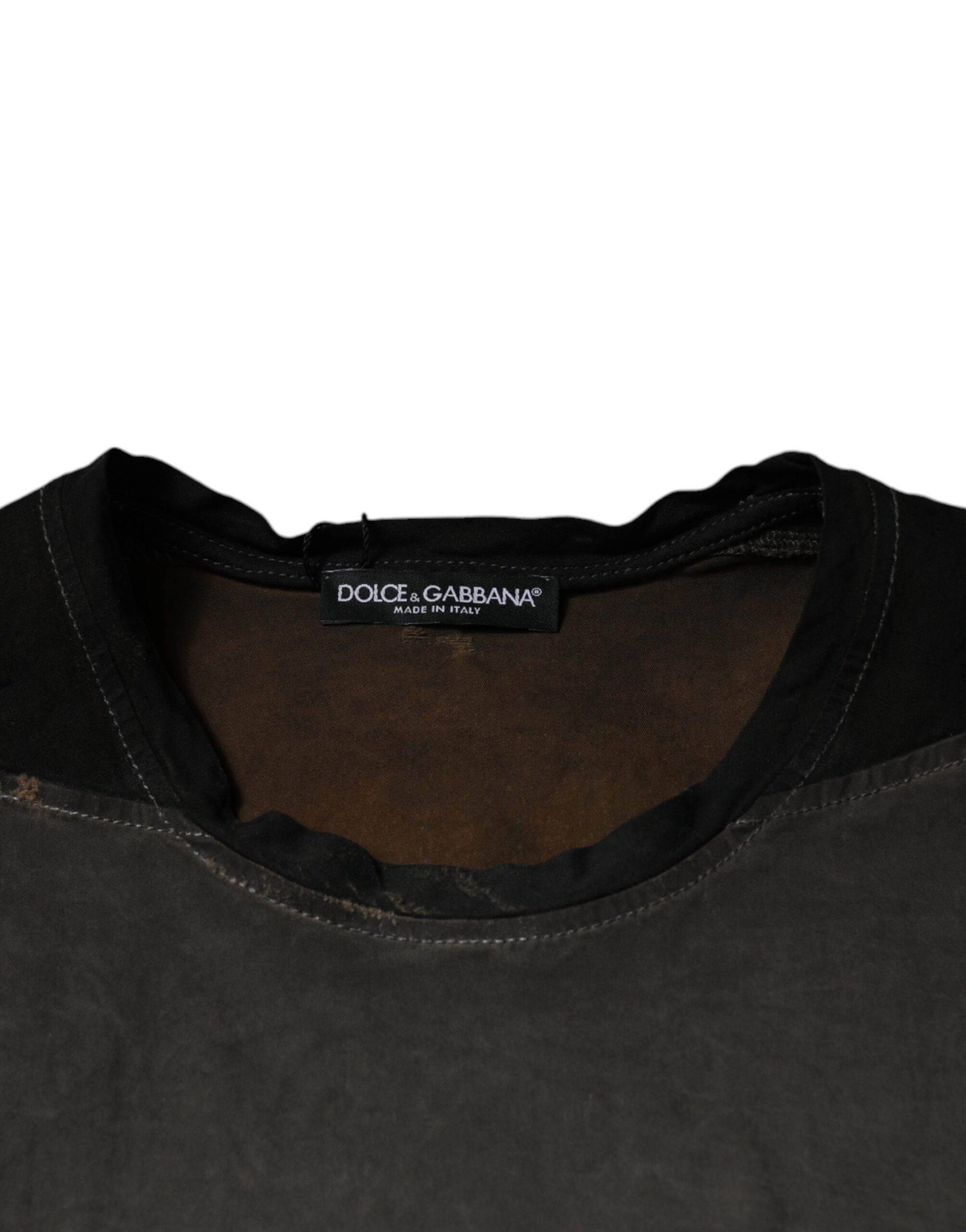 Dolce & Gabbana Brown Graphic Print Cotton Round Neck T-shirt - Image 7