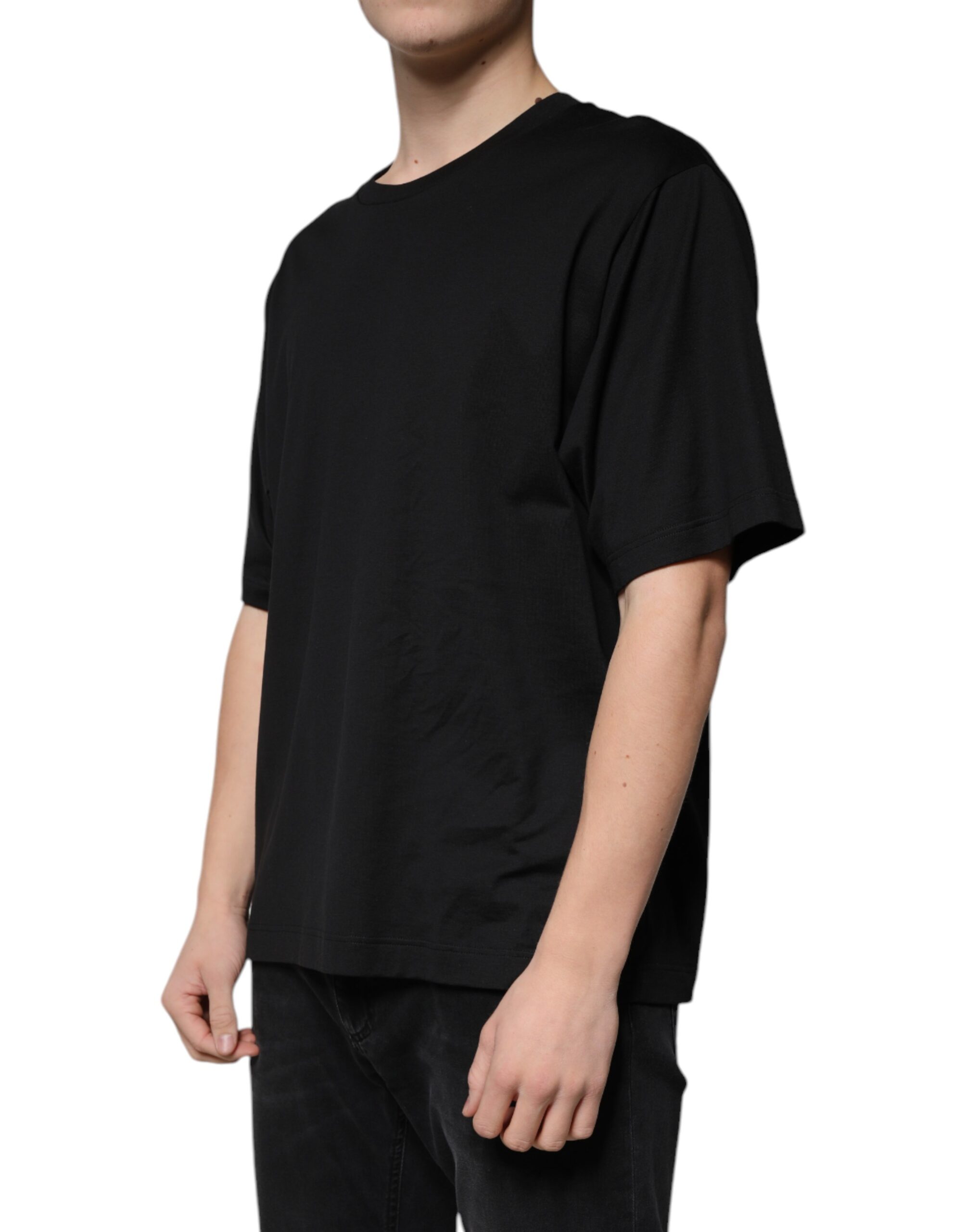 Dolce & Gabbana Black Cotton Crew Neck Short Sleeves T-shirt - Image 3