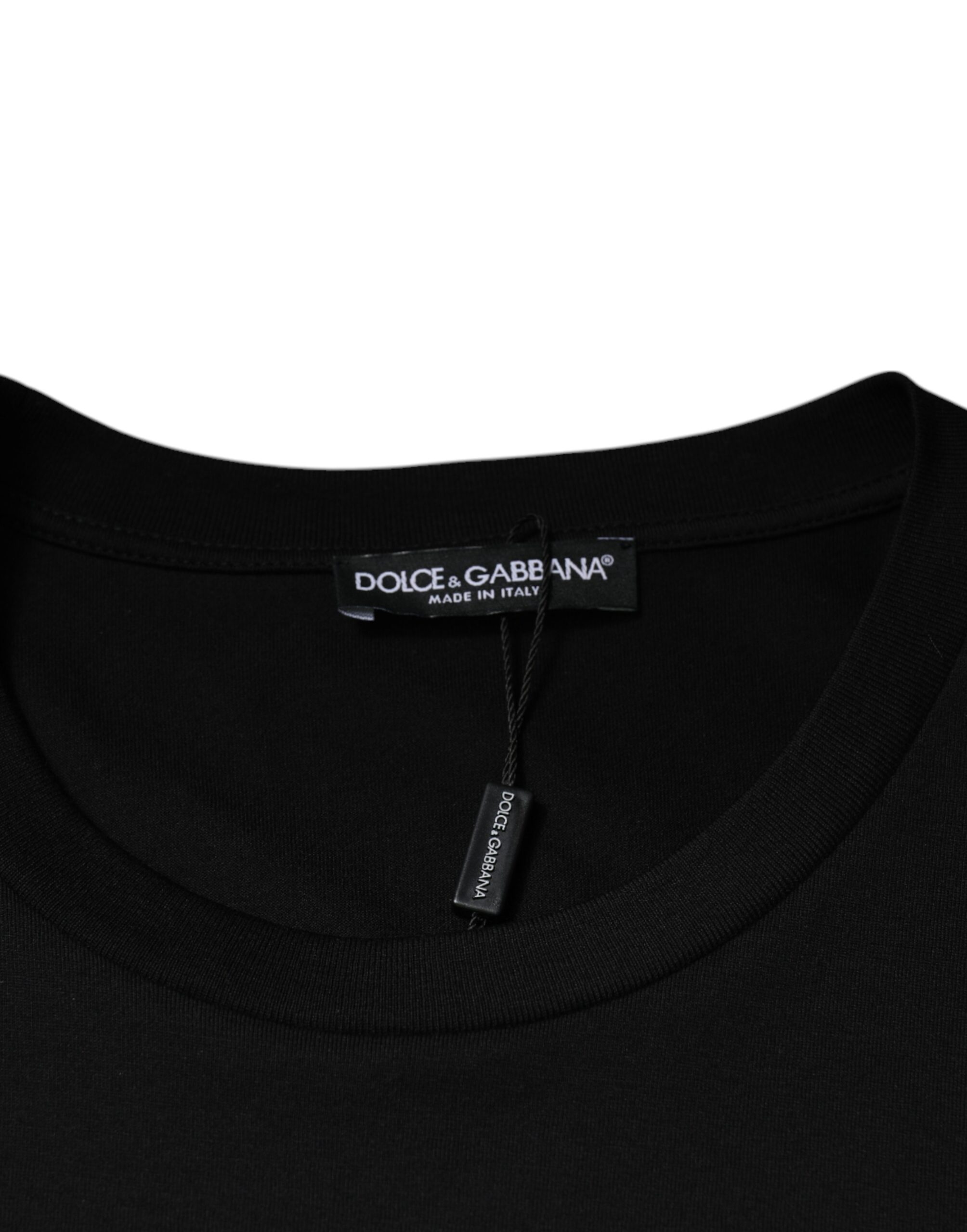 Dolce & Gabbana Black Cotton Crew Neck Short Sleeves T-shirt - Image 7