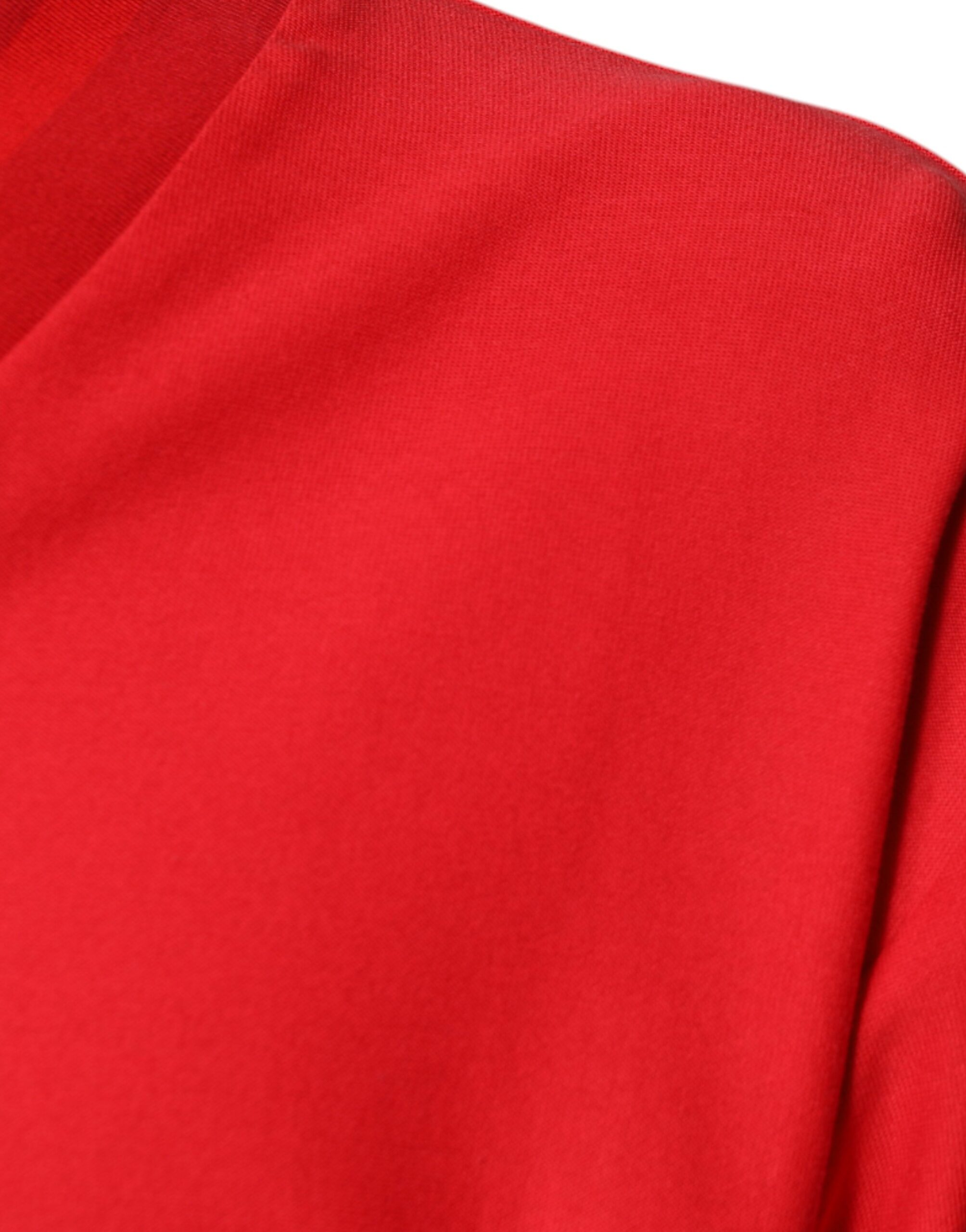 Dolce & Gabbana Red Cotton V-neck Short Sleeves T-shirt - Image 6