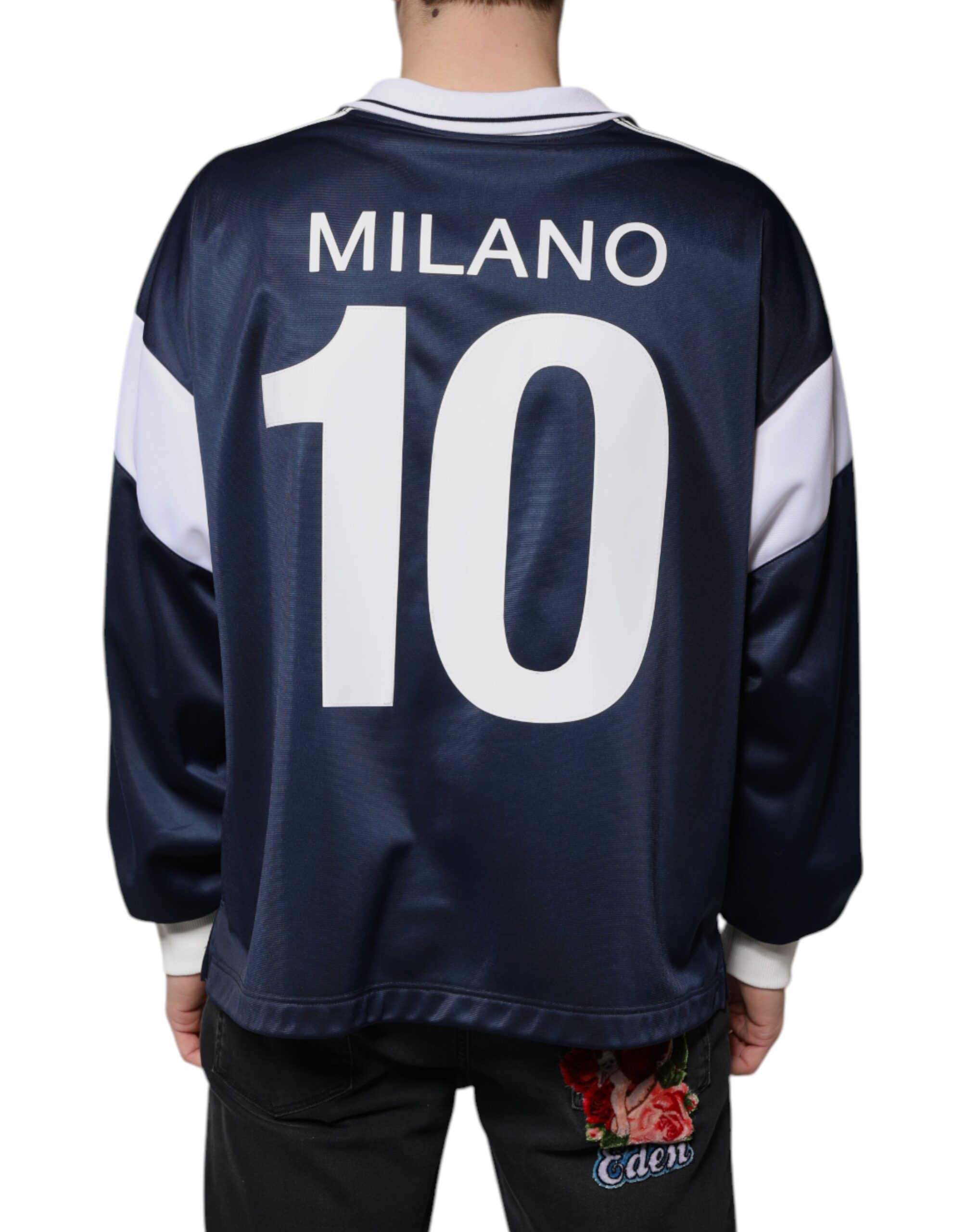 Dolce & Gabbana Blue White Milano Long Sleeve Jersey T-shirt - Image 4