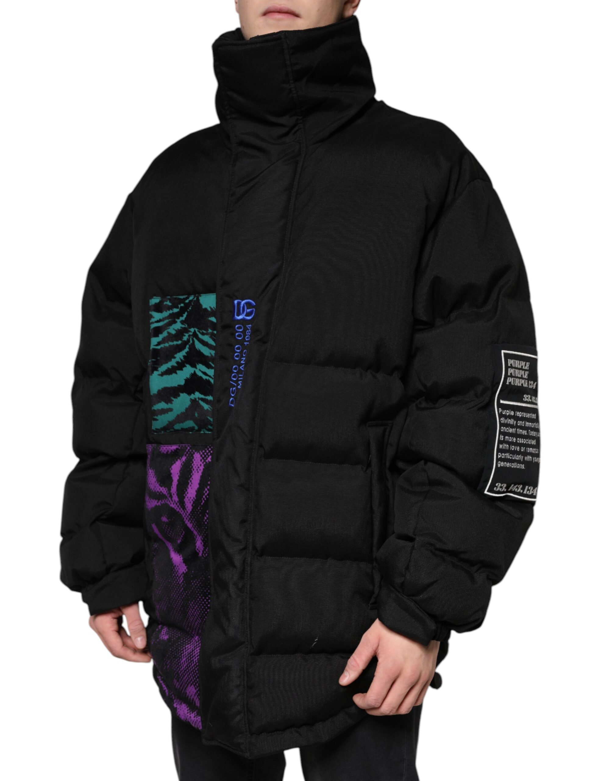 Dolce & Gabbana Black Nylon Puffer Men Full Zip Jacket - Image 3