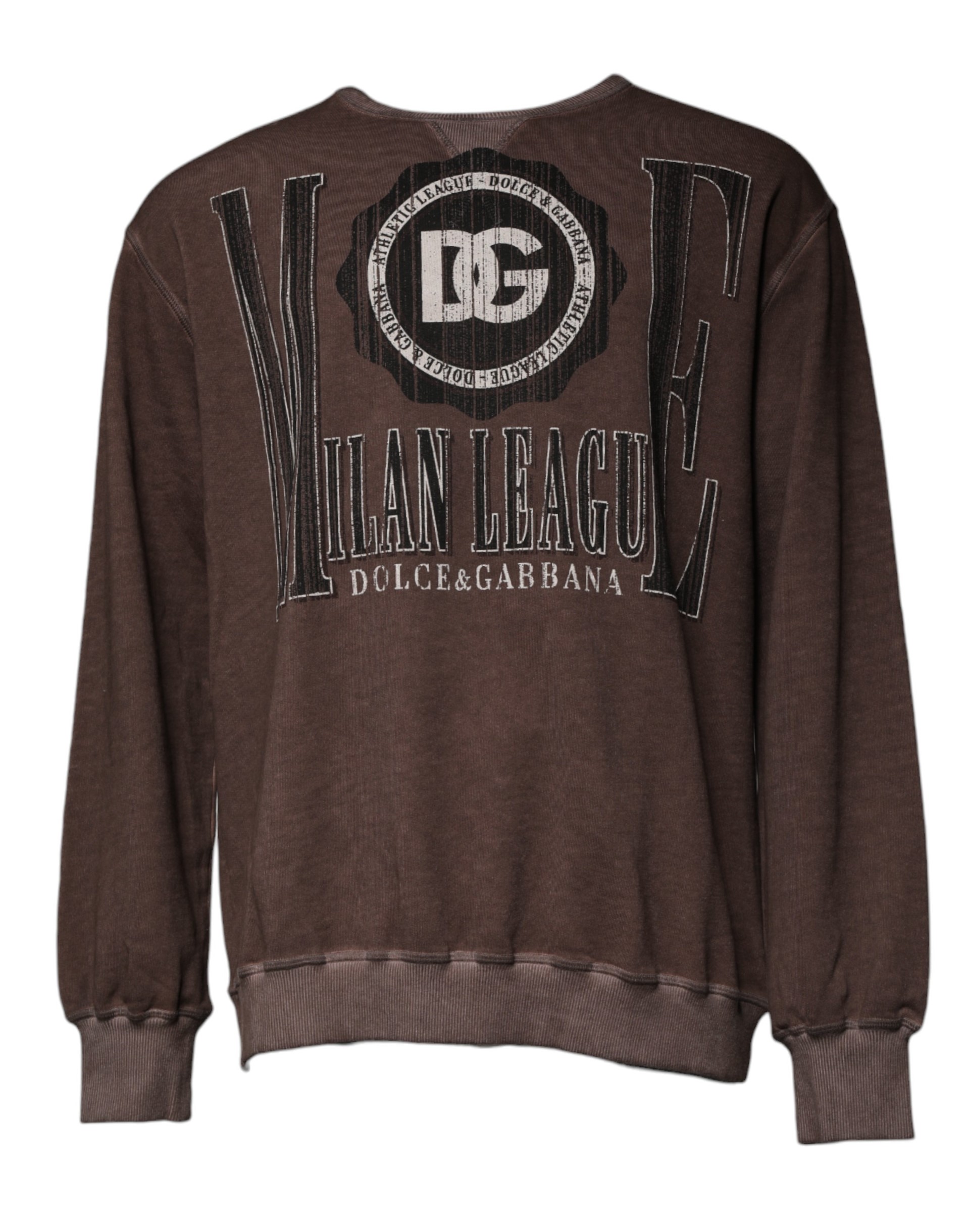 Dolce & Gabbana Brown Logo Print Crew Neck Pullover Sweater - Image 2