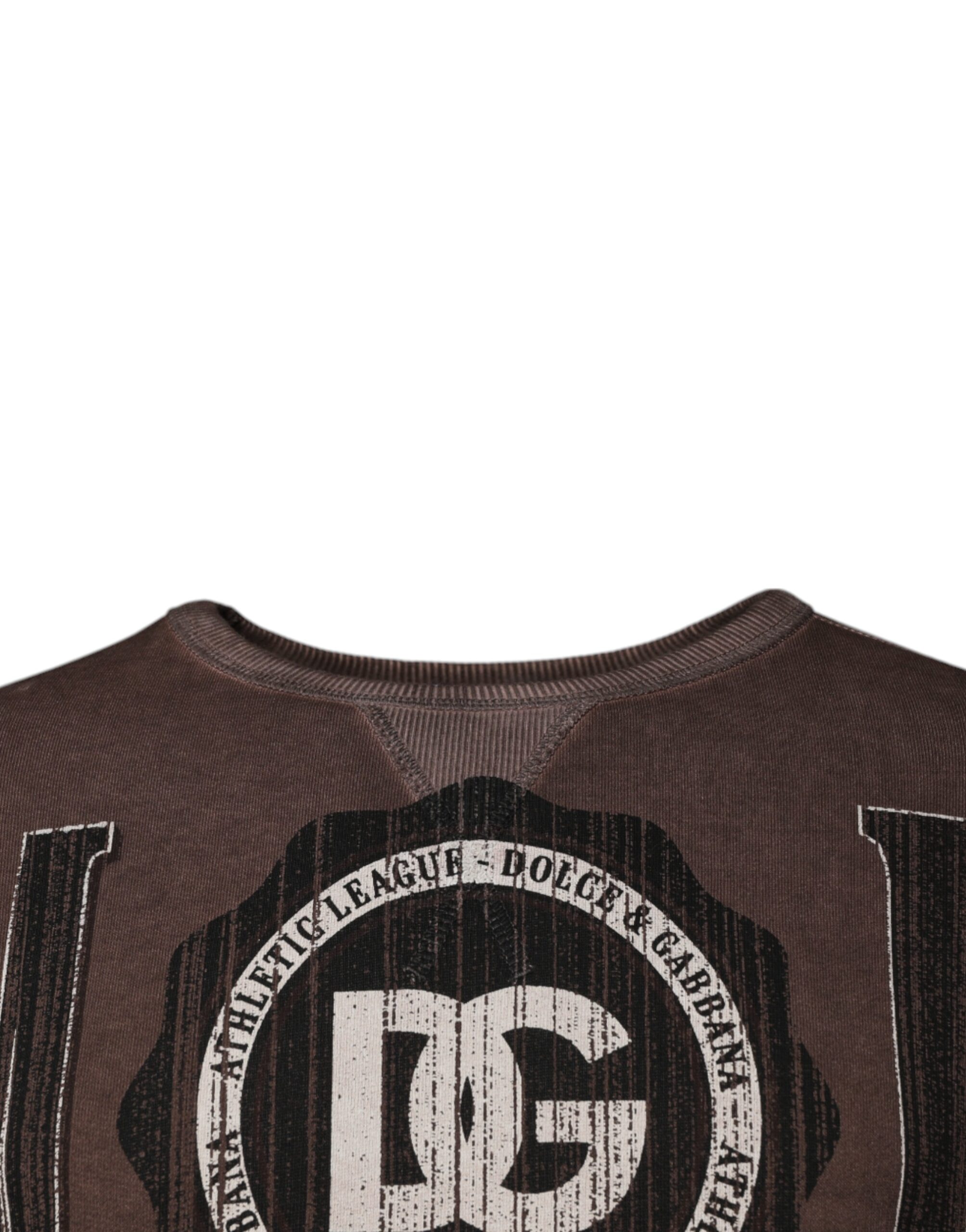 Dolce & Gabbana Brown Logo Print Crew Neck Pullover Sweater - Image 3