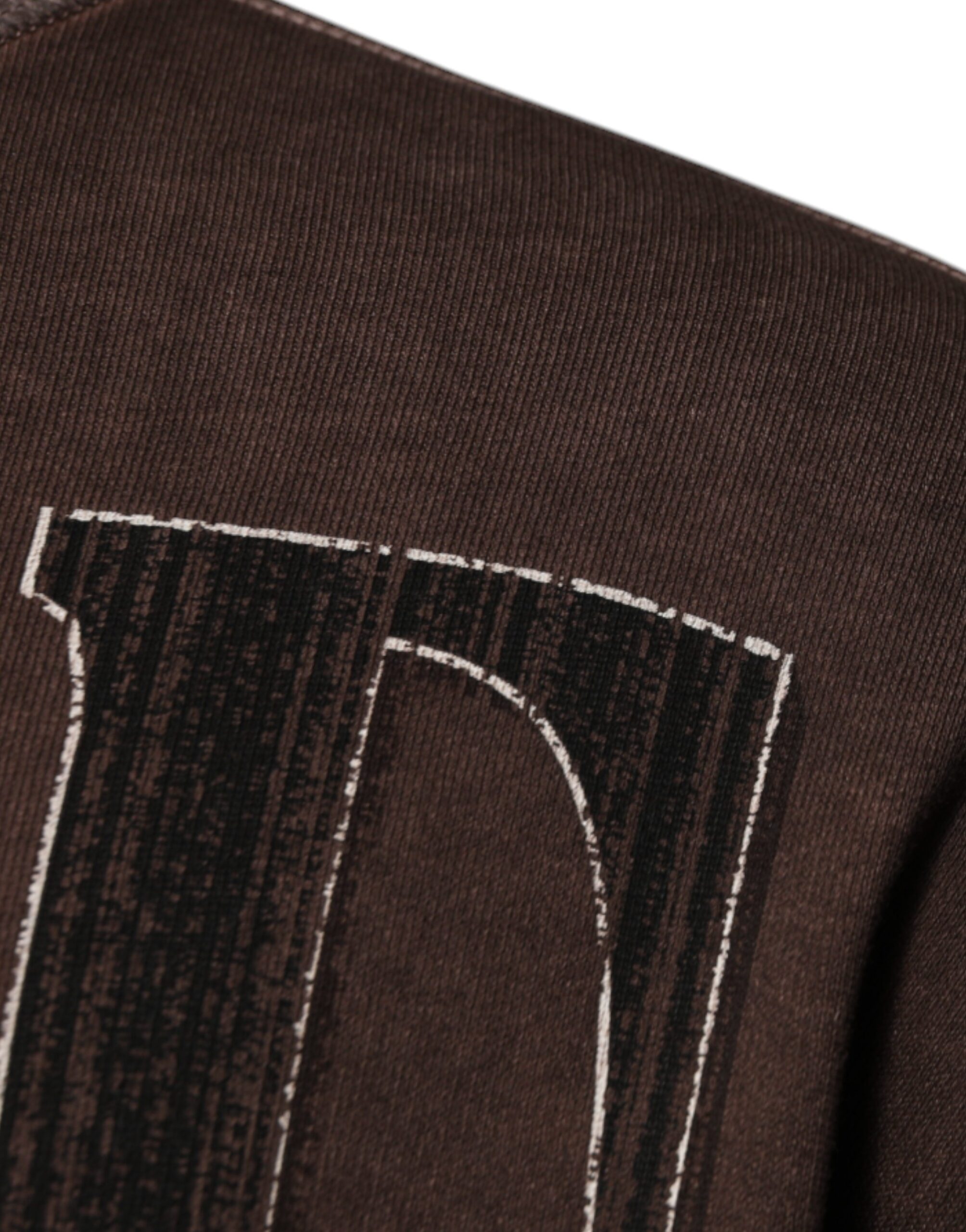 Dolce & Gabbana Brown Logo Print Crew Neck Pullover Sweater - Image 4
