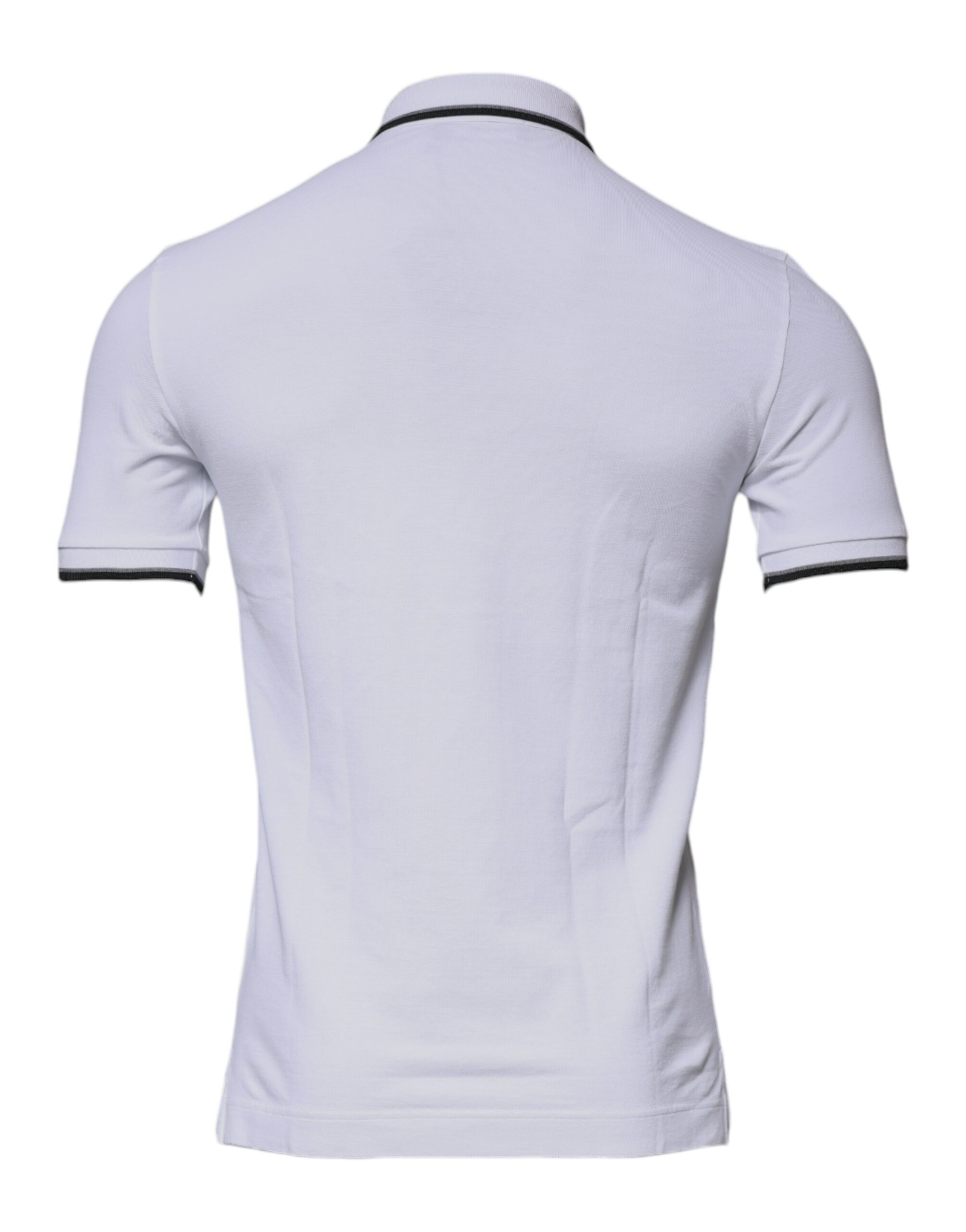 Dolce & Gabbana White Cotton Crown Collared Polo T-shirt - Image 5