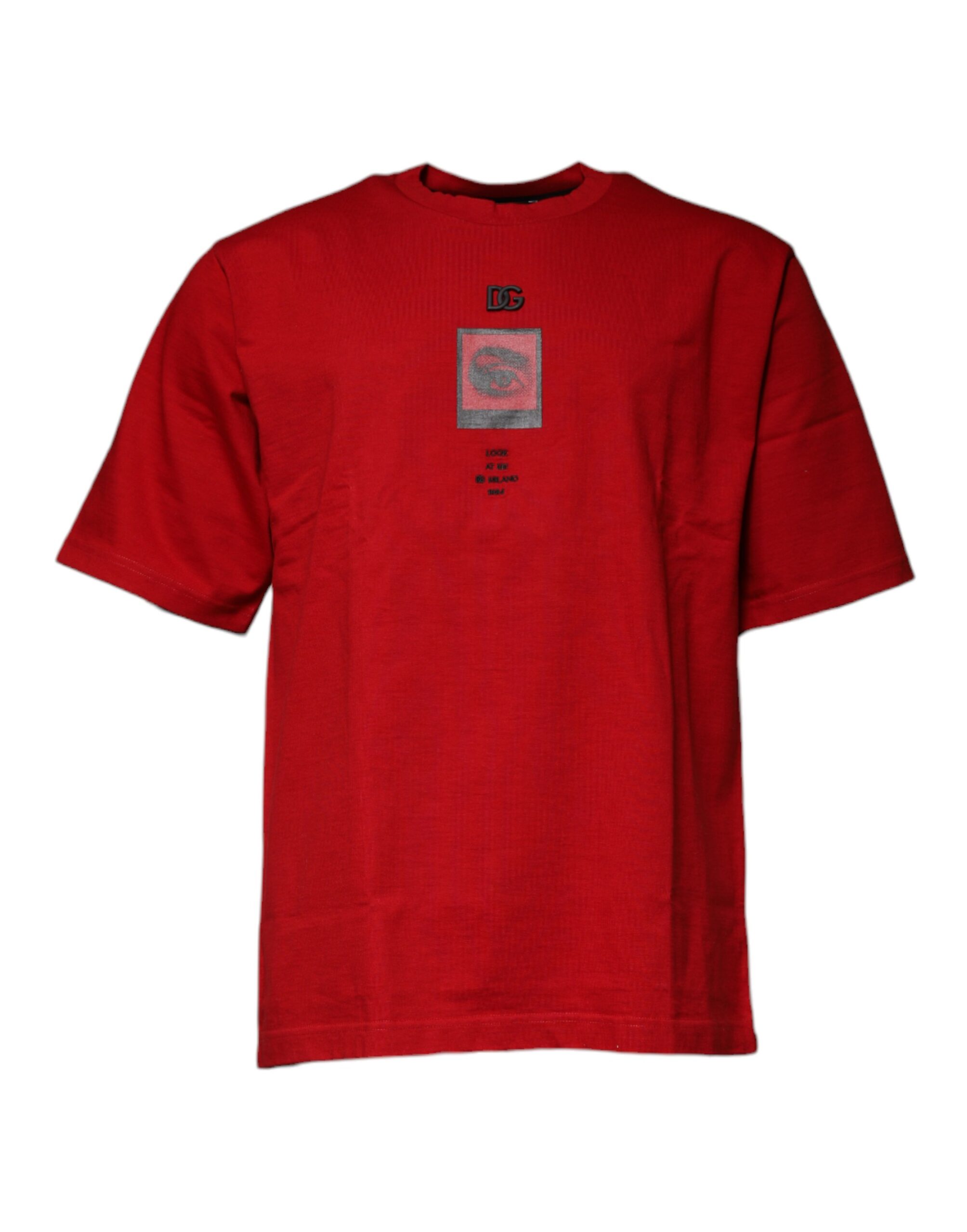 Dolce & Gabbana Red DG Eye Cotton Crew Neck T-shirt - Image 2