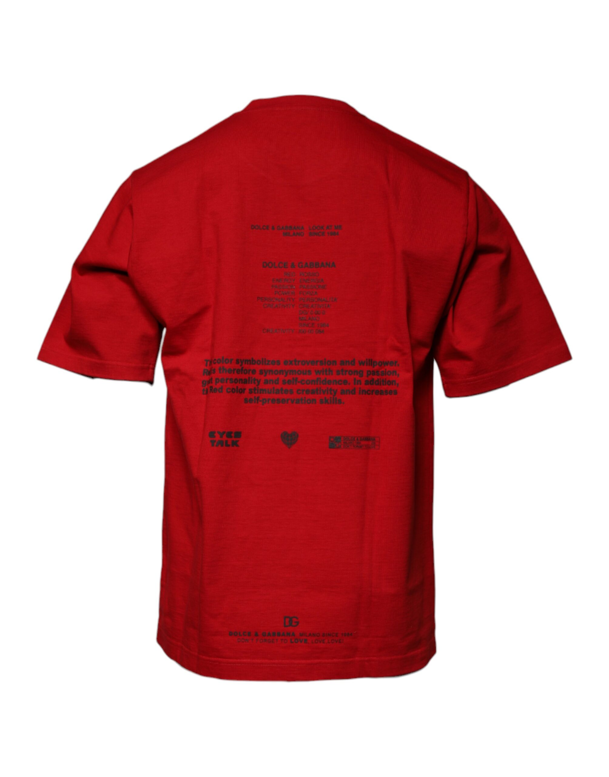 Dolce & Gabbana Red DG Eye Cotton Crew Neck T-shirt - Image 5