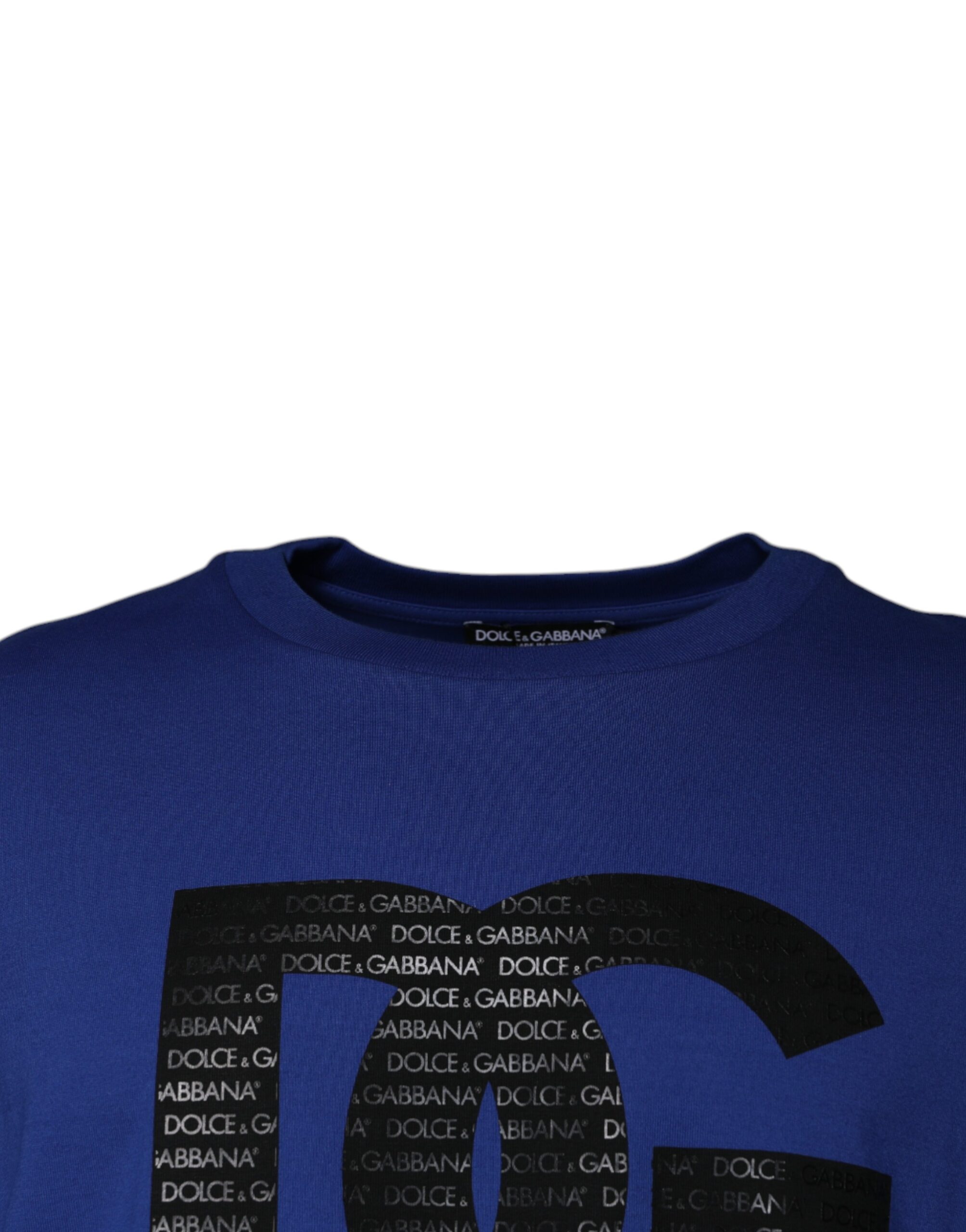 Dolce & Gabbana Blue Logo Print Cotton Men Crew Neck T-shirt - Image 3