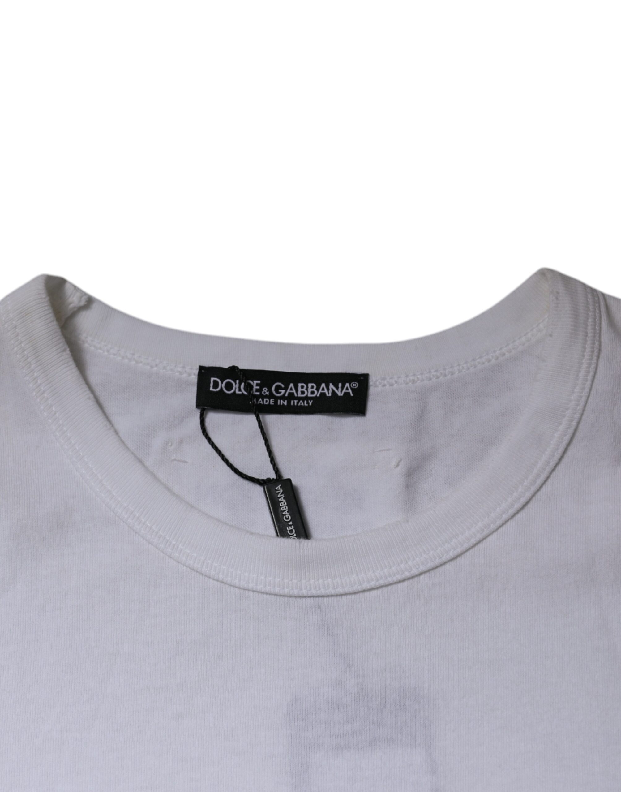 Dolce & Gabbana White Stripes Crew Neck Short Sleeves T-shirt - Image 6