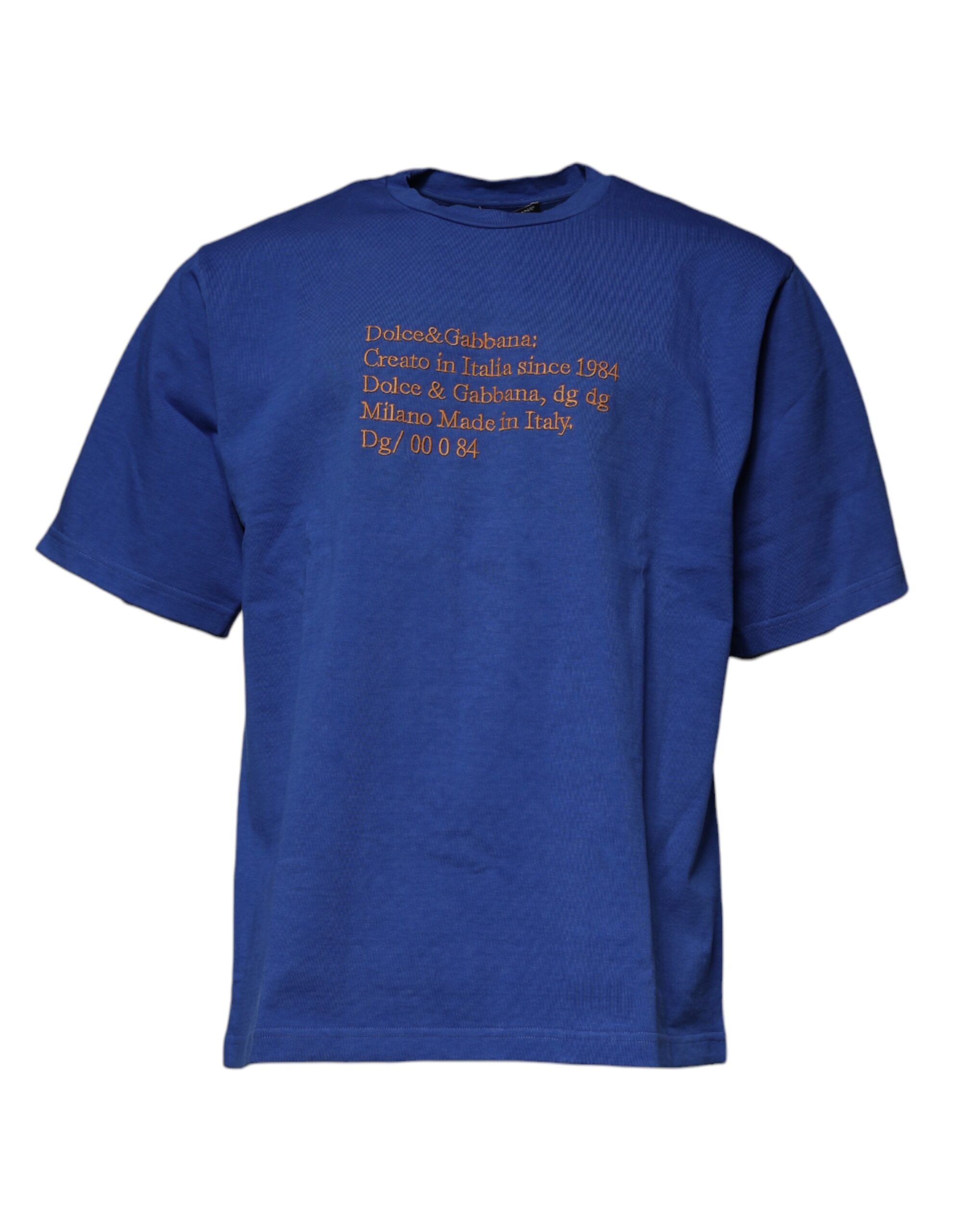 Dolce & Gabbana Blue Graphic Print Cotton Crew Neck T-shirt - Image 2
