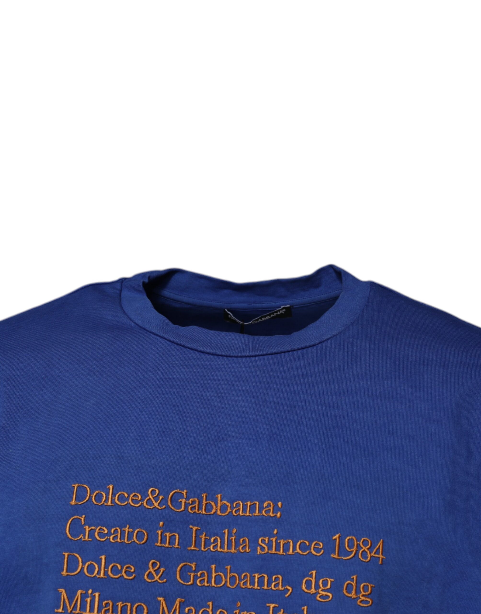 Dolce & Gabbana Blue Graphic Print Cotton Crew Neck T-shirt - Image 3