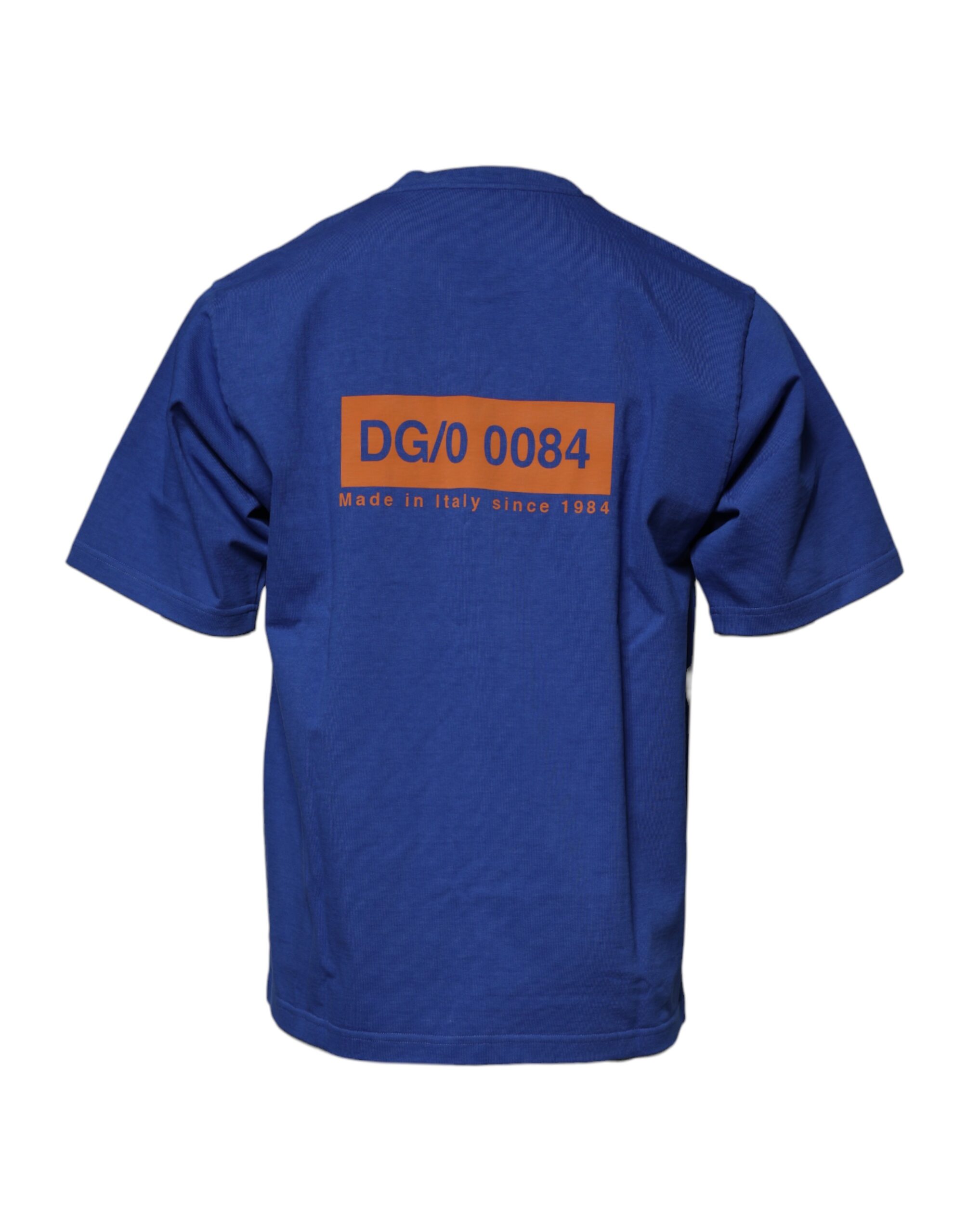 Dolce & Gabbana Blue Graphic Print Cotton Crew Neck T-shirt - Image 5