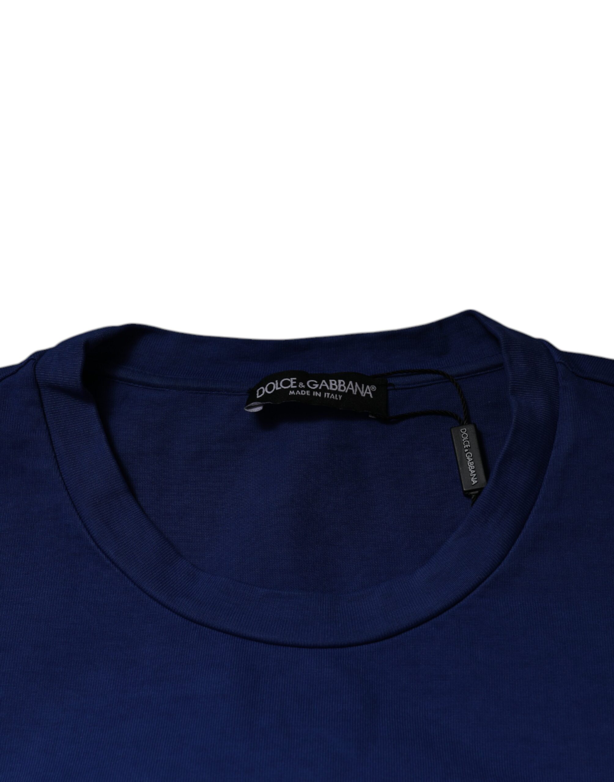 Dolce & Gabbana Blue Graphic Print Cotton Crew Neck T-shirt - Image 6