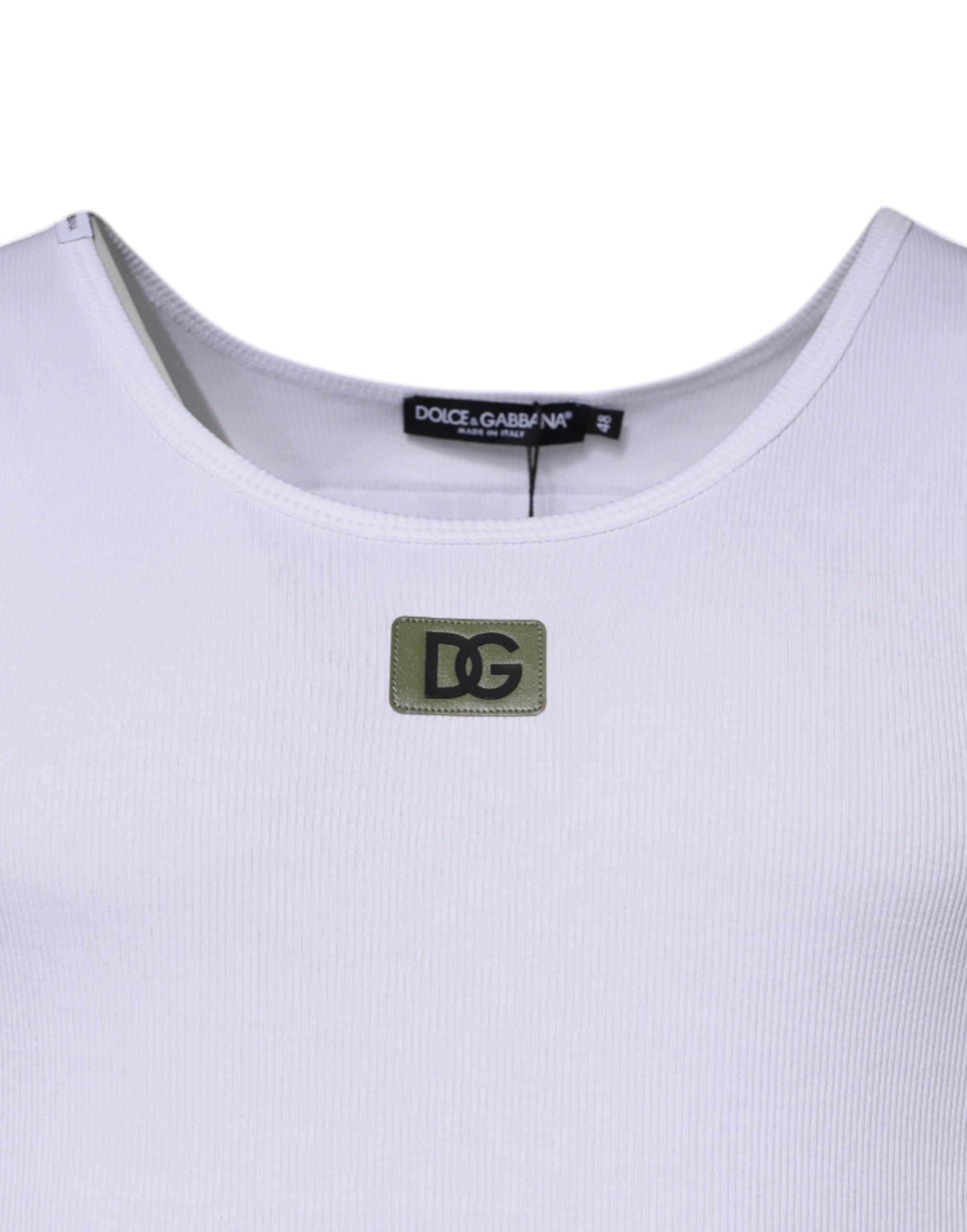 Dolce & Gabbana White Cotton Round Neck Sleeveless T-shirt - Image 3