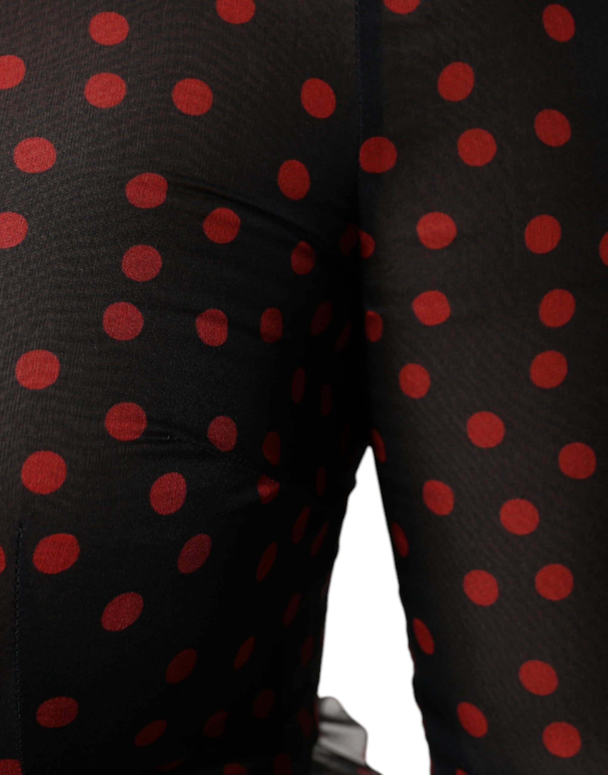 Dolce & Gabbana Black Red Polka Dot Silk Layered Midi Dress - Image 7