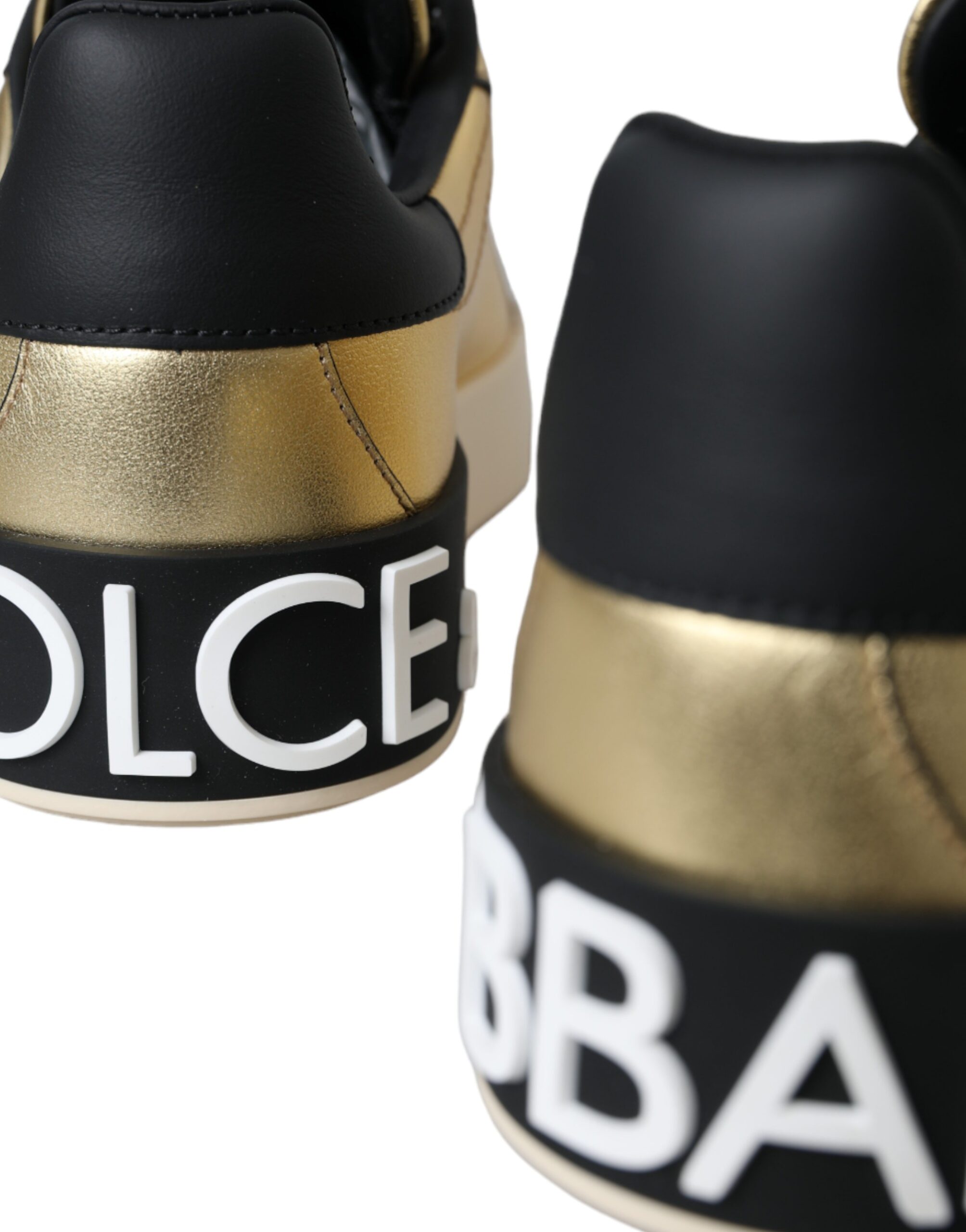 Dolce & Gabbana Gold Portofino Calf Leather Sneakers Women Shoes - Image 5