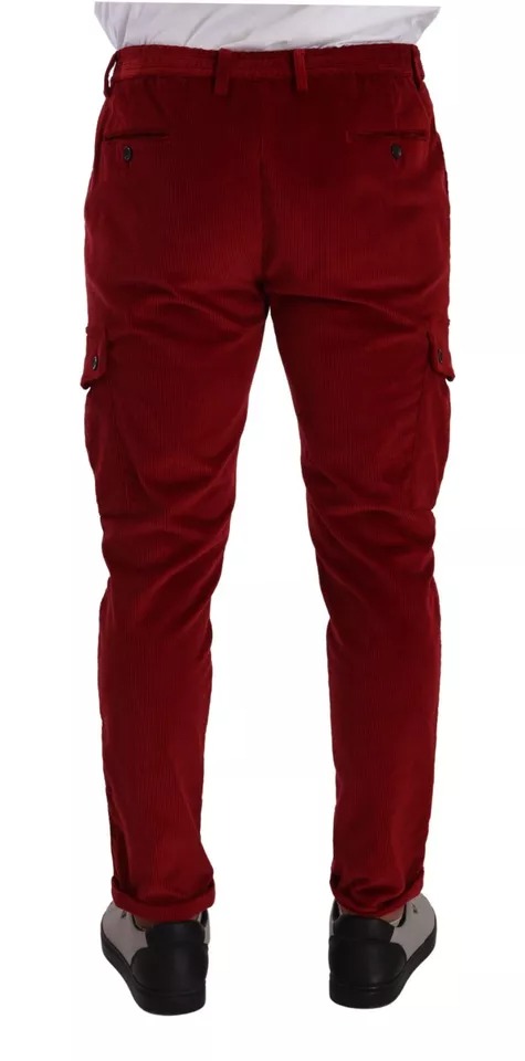 Dolce & Gabbana Red Corduroy Cotton Cargo Skinny Pants - Image 2