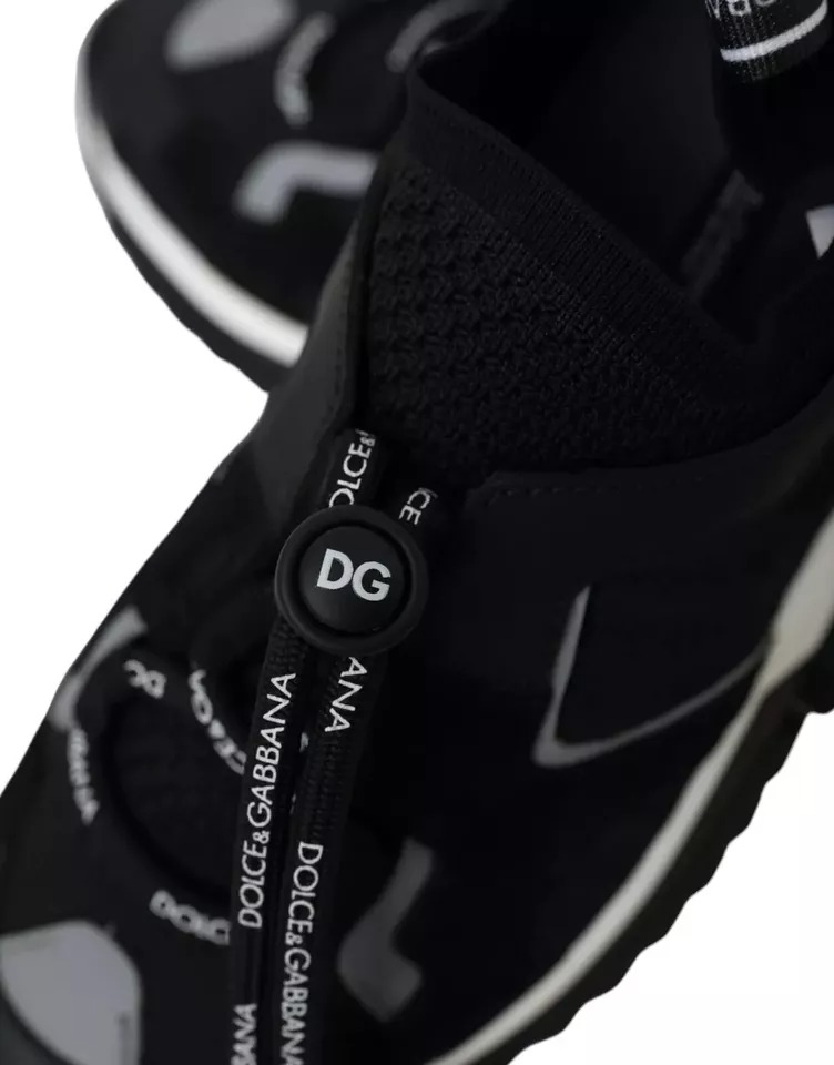 Dolce & Gabbana Black White Logo Sorrento Mens Sneakers Shoes - Image 5