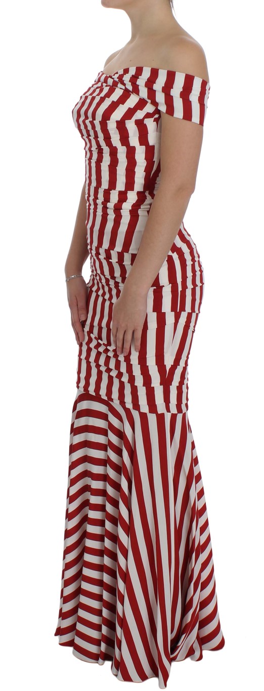 Dolce & Gabbana Red White Silk Stretch Dress - Image 2
