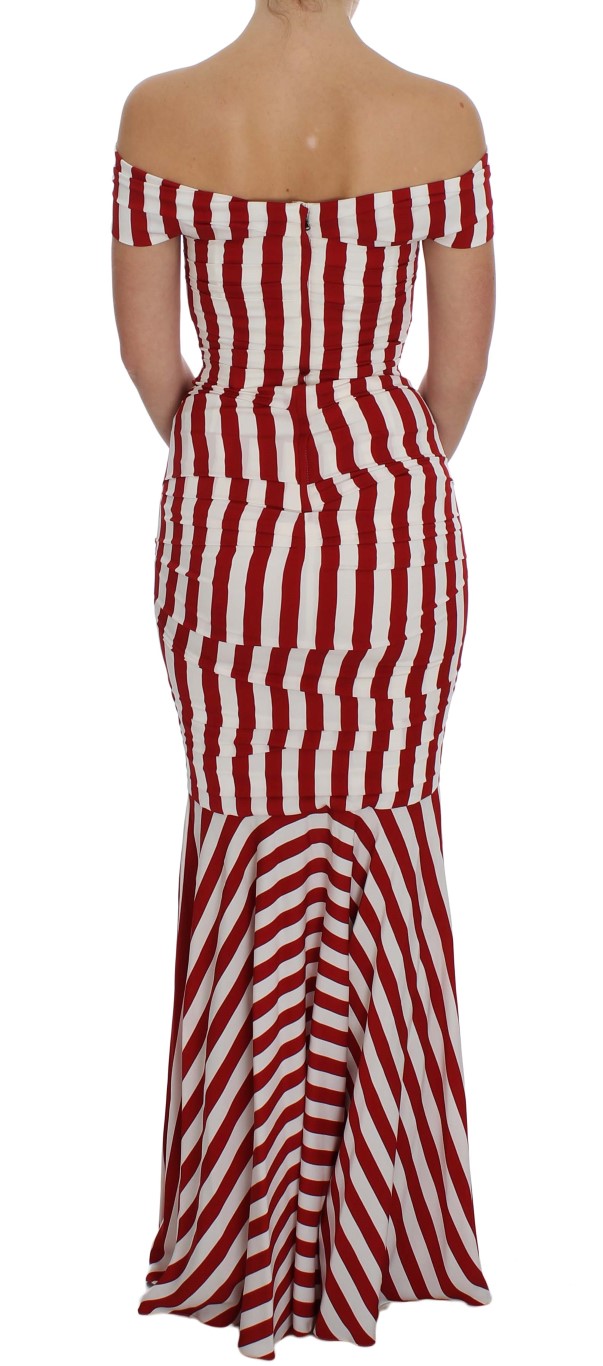 Dolce & Gabbana Red White Silk Stretch Dress - Image 3
