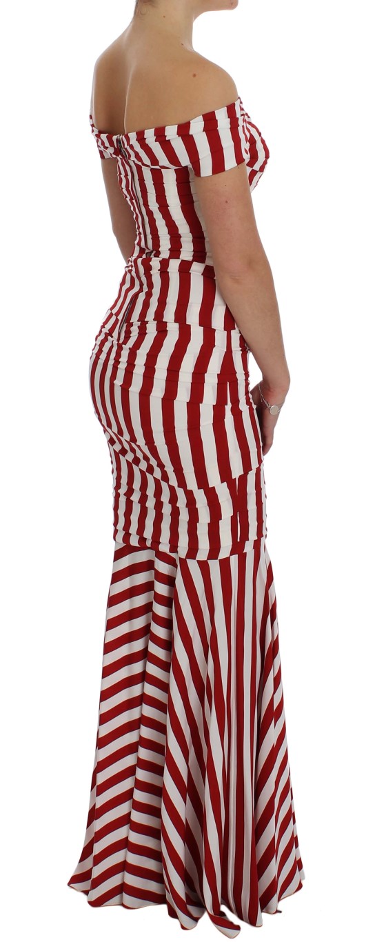 Dolce & Gabbana Red White Silk Stretch Dress - Image 4