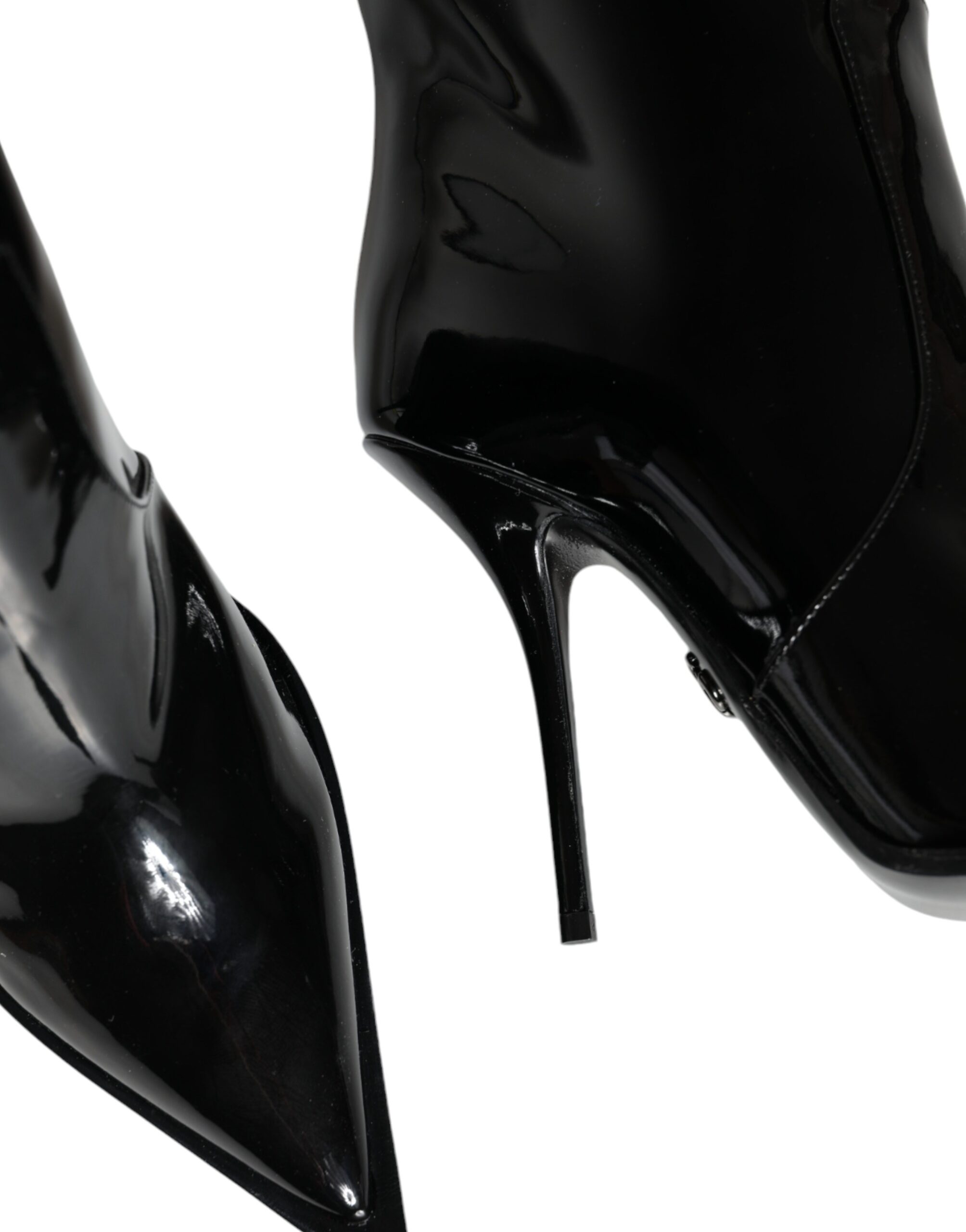 Dolce & Gabbana Black Patent Leather Knee High Boots Shoes - Image 8