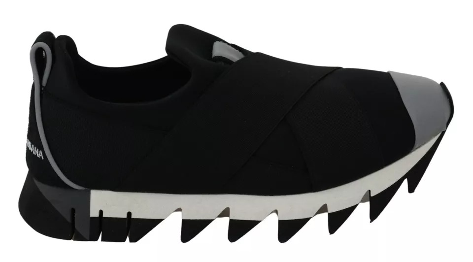 Dolce & Gabbana Black Shark Neoprene Stretch Sneakers Shoes - Image 4
