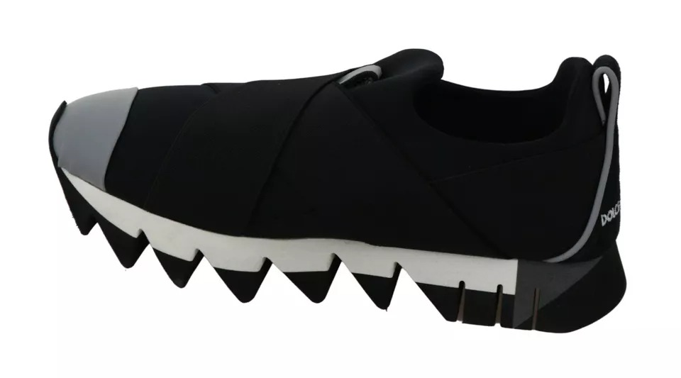 Dolce & Gabbana Black Shark Neoprene Stretch Sneakers Shoes - Image 7