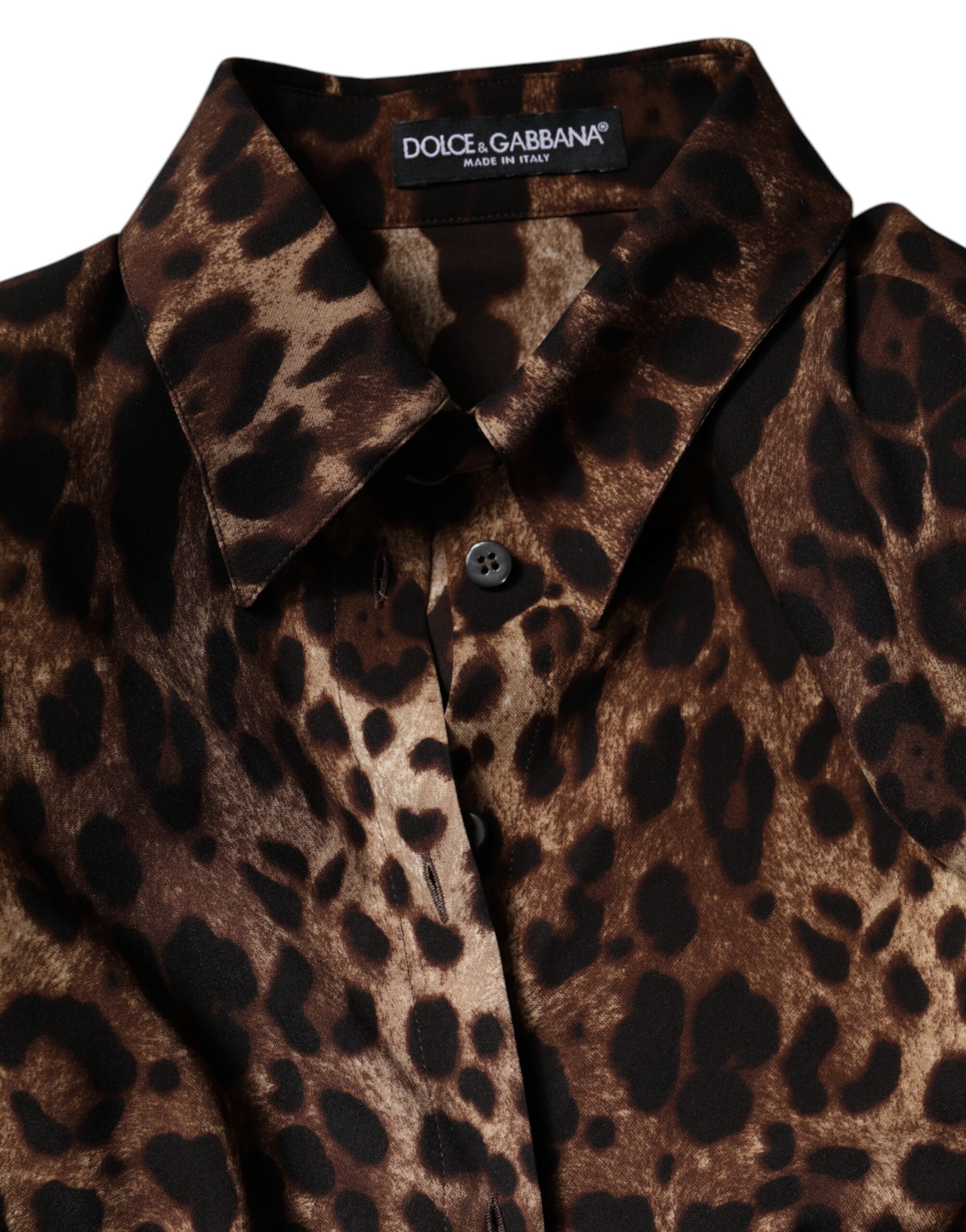 Dolce & Gabbana Brown Leopard Silk Button Down Coat Jacket - Image 8