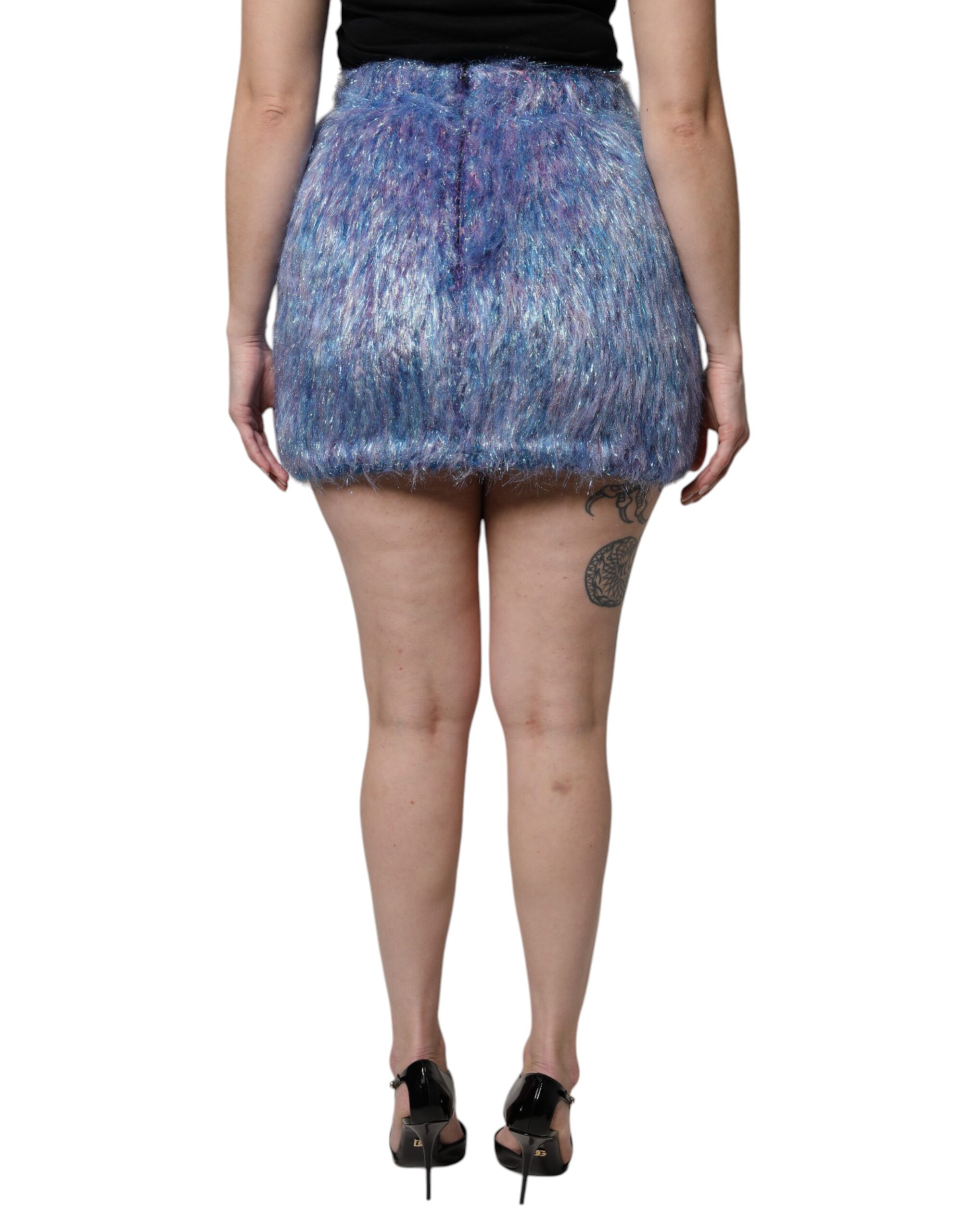 Dolce & Gabbana Multicolor Plush High Waist Mini Skirt - Image 4