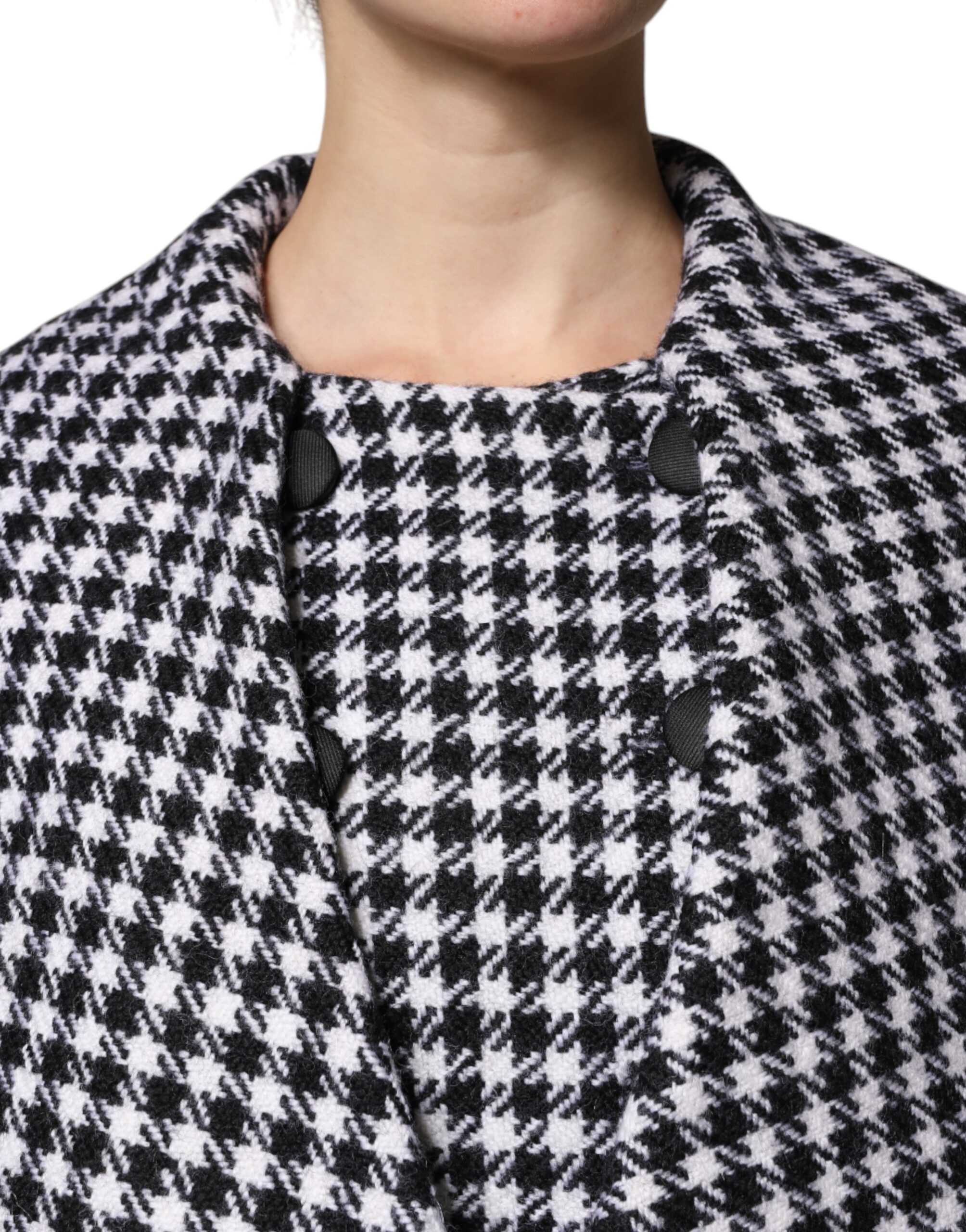 Dolce & Gabbana Black White Monochrome Patterned Floral Cape Jacket - Image 5