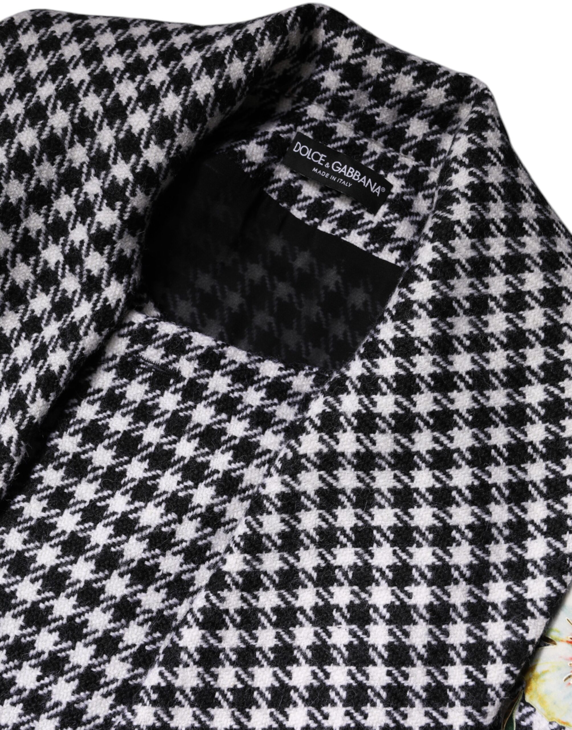 Dolce & Gabbana Black White Monochrome Patterned Floral Cape Jacket - Image 7