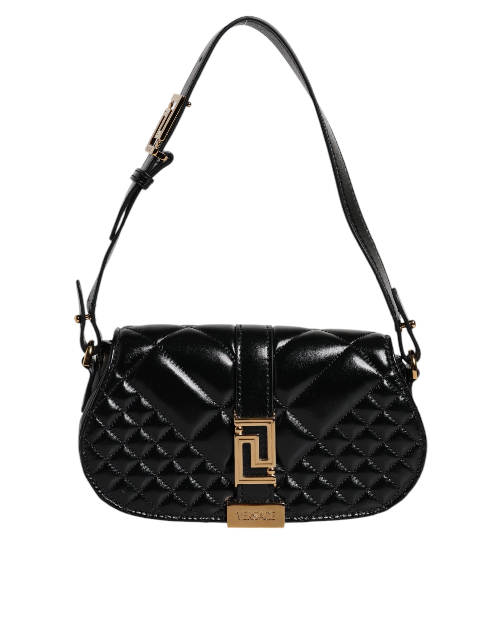 Versace Black Calf Leather Quilted Shoulder Strap Bag - Image 2