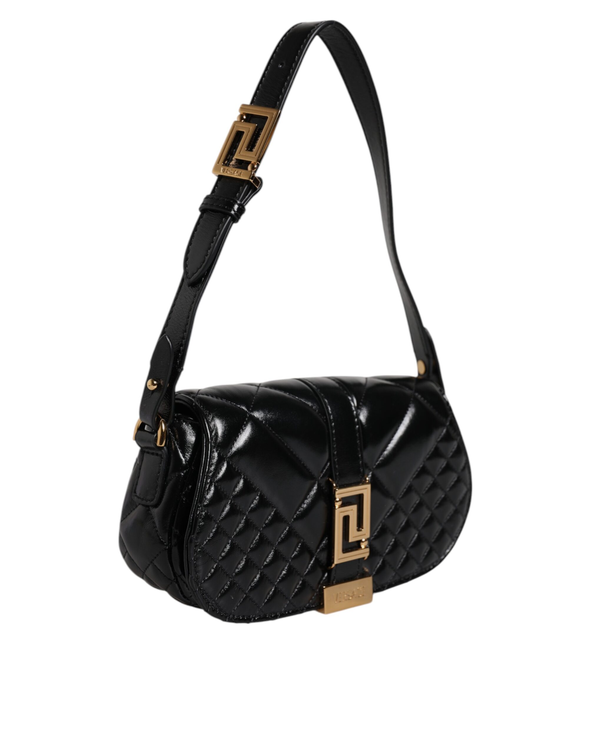 Versace Black Calf Leather Quilted Shoulder Strap Bag - Image 3