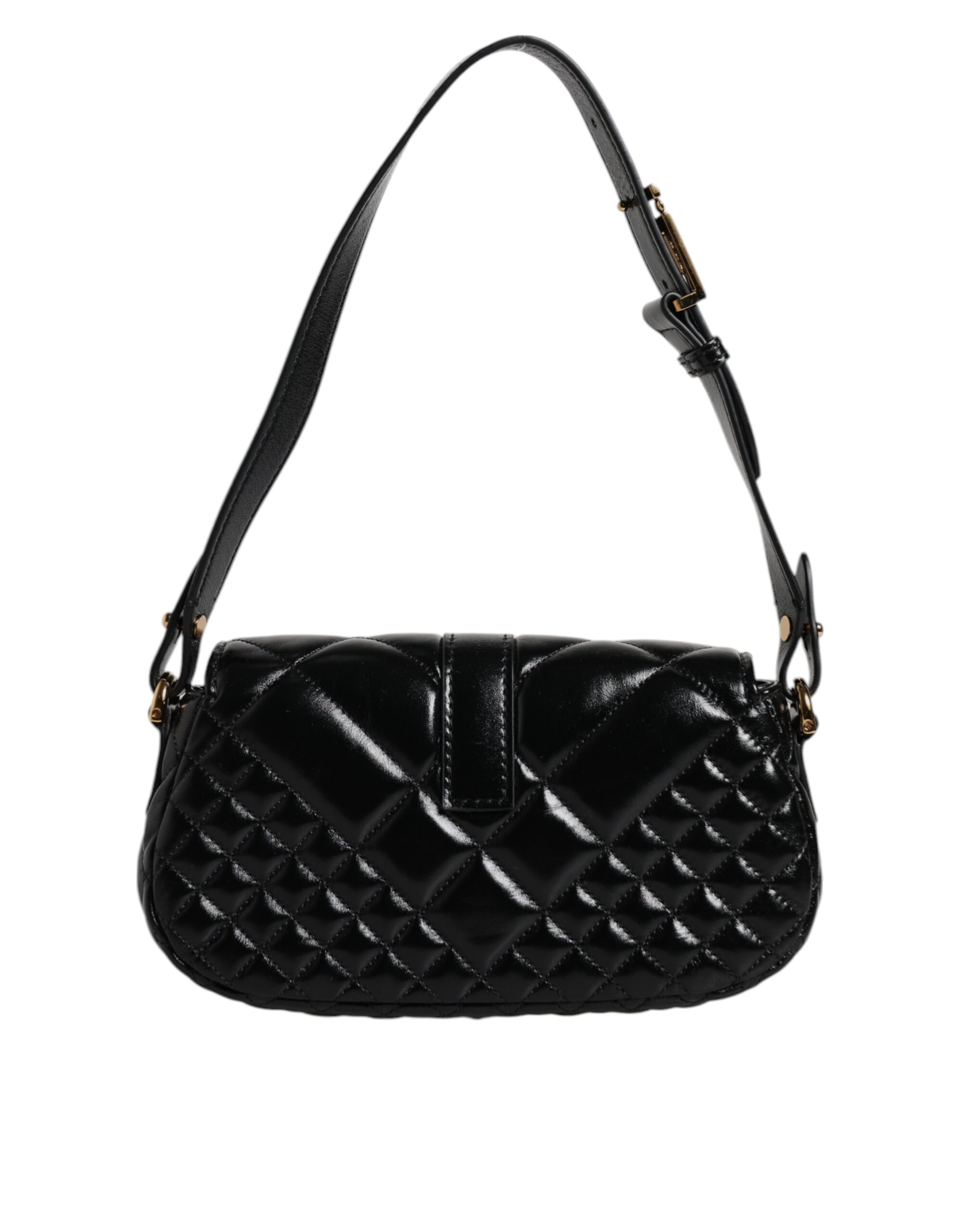 Versace Black Calf Leather Quilted Shoulder Strap Bag - Image 4