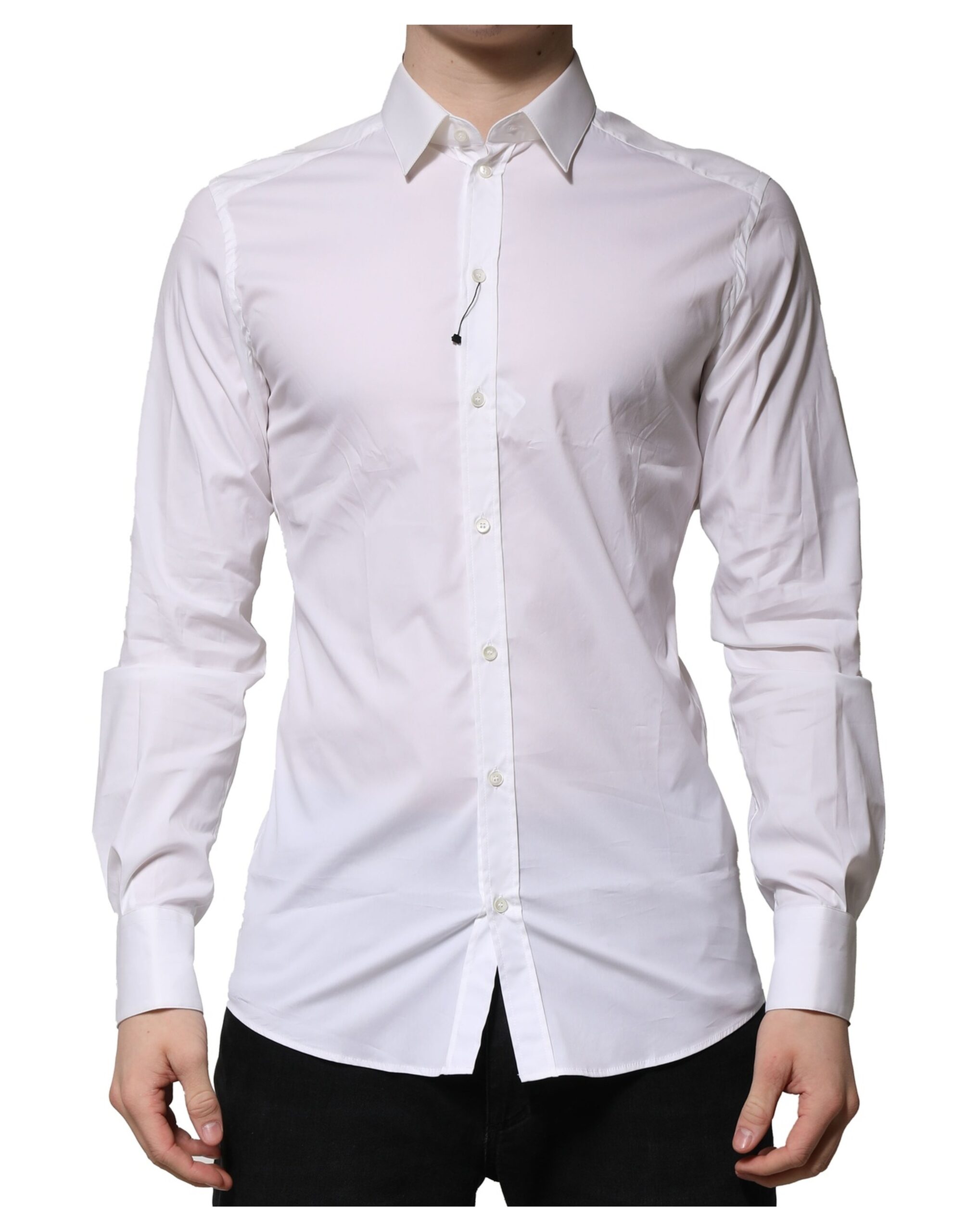 Dolce & Gabbana White Cotton GOLD Long Sleeves Formal Shirt - Image 2