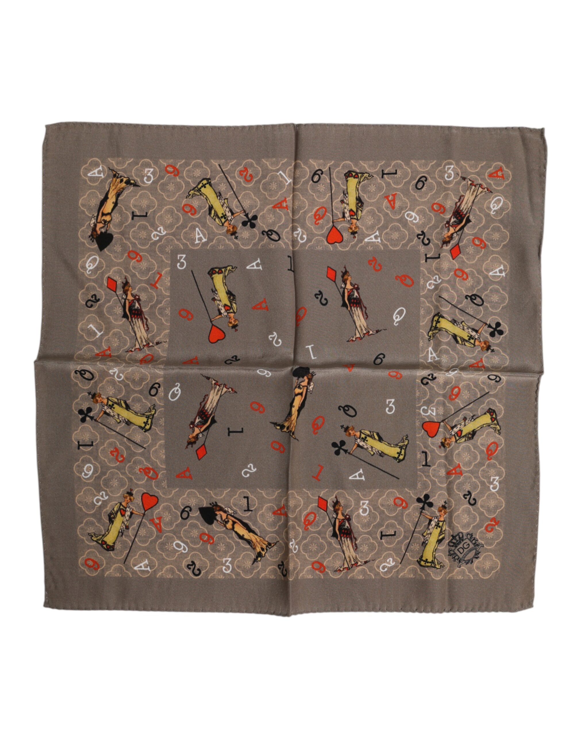 Dolce & Gabbana Brown Silk Printed Square Men Foulard Scarf - Image 2