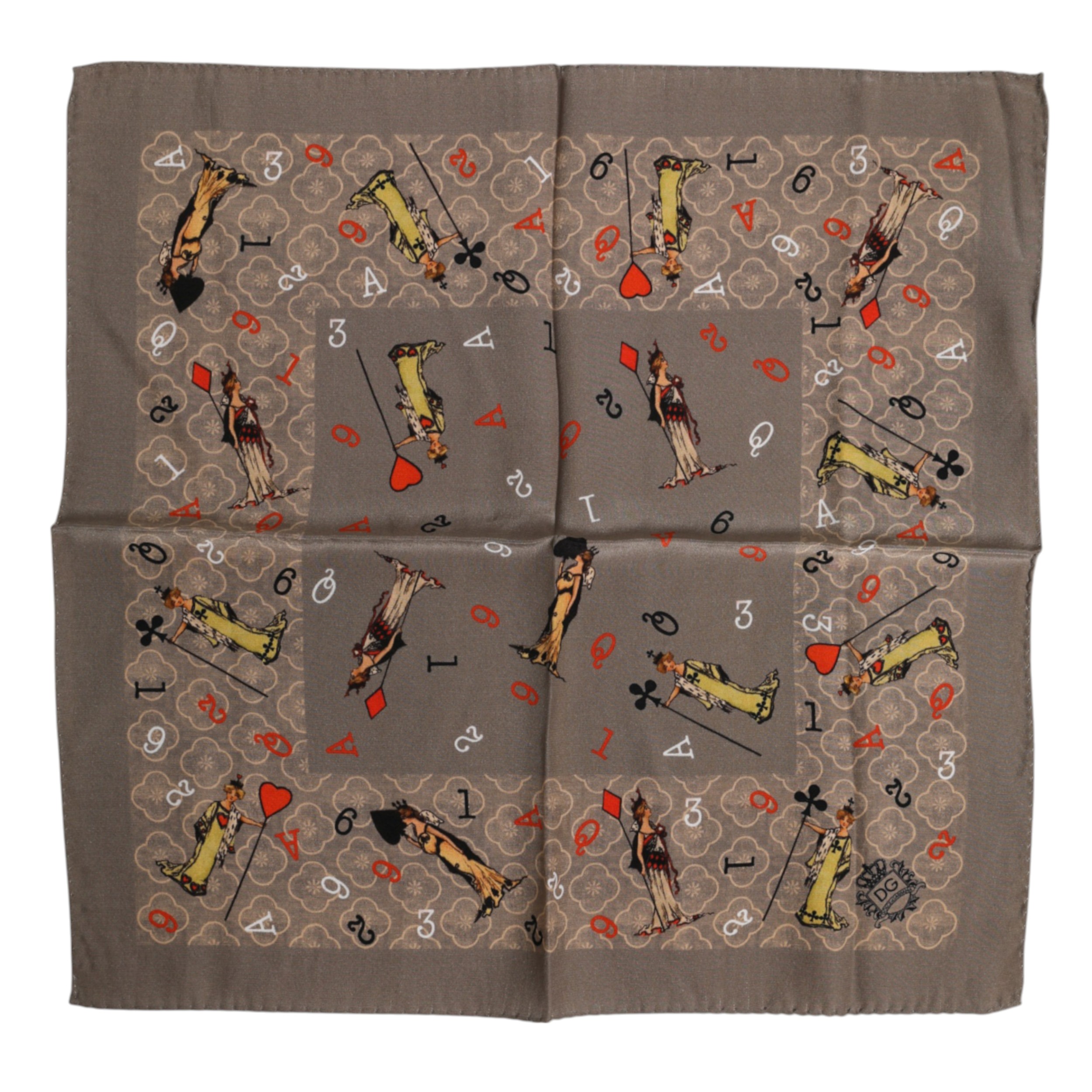 Dolce & Gabbana Brown Silk Printed Square Men Foulard Scarf - Image 3