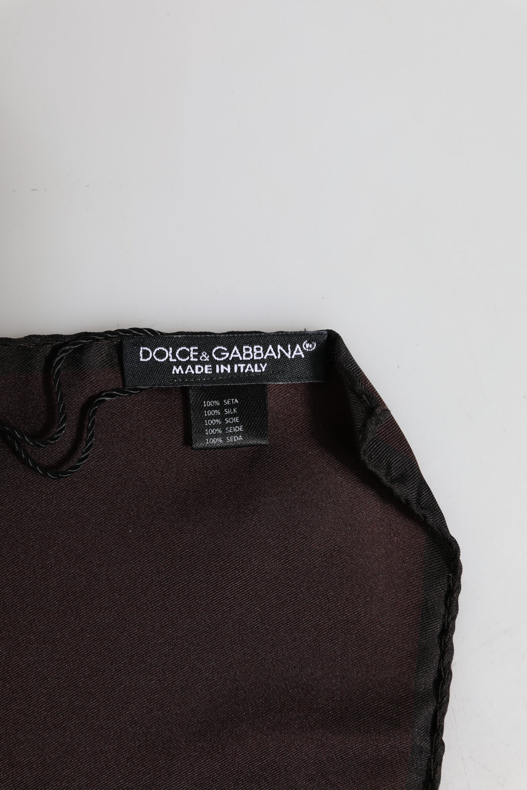 Dolce & Gabbana Brown DG Crown Silk Square Men Foulard Scarf - Image 5