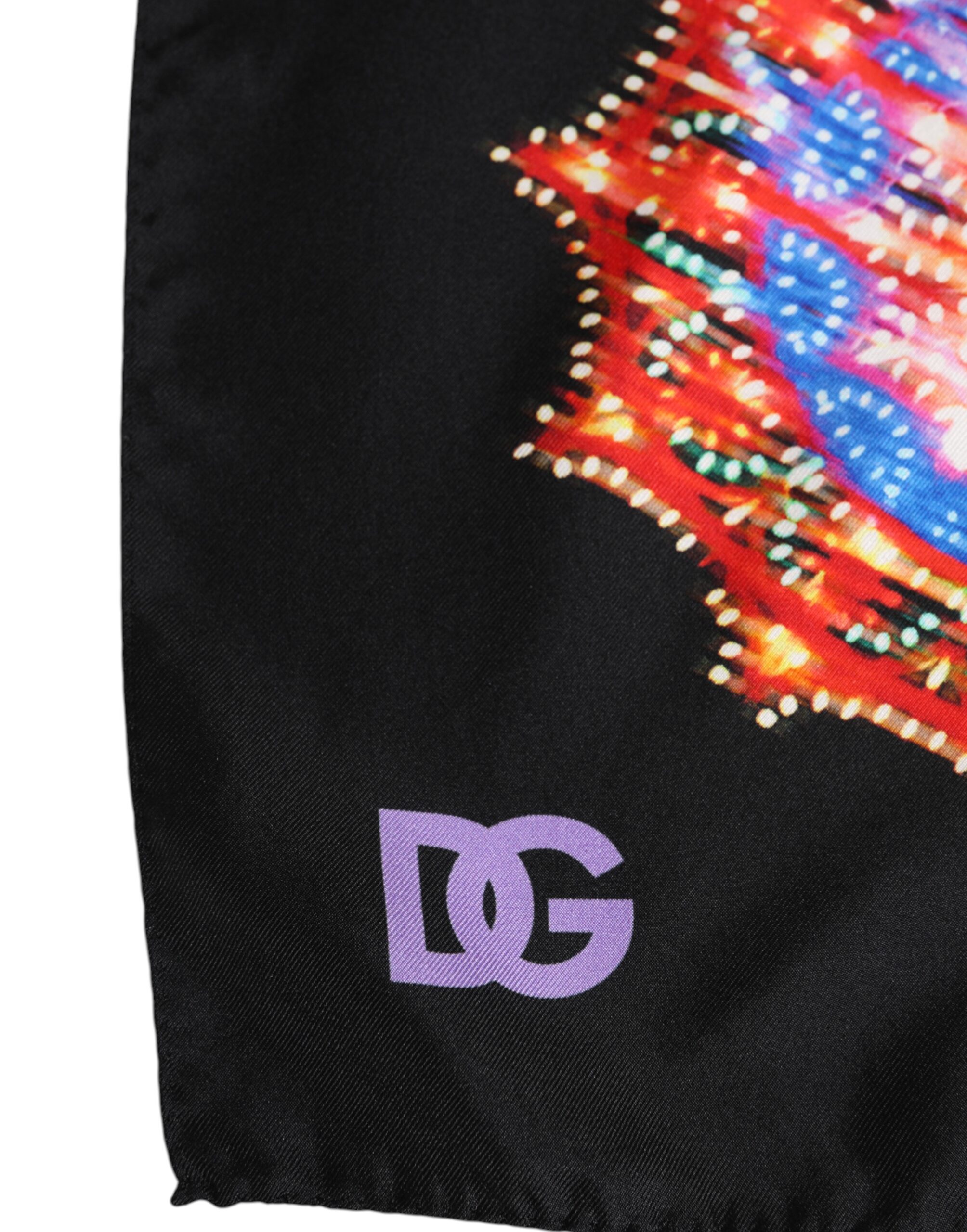 Dolce & Gabbana Black Multicolor Print Square Foulard Scarf - Image 3