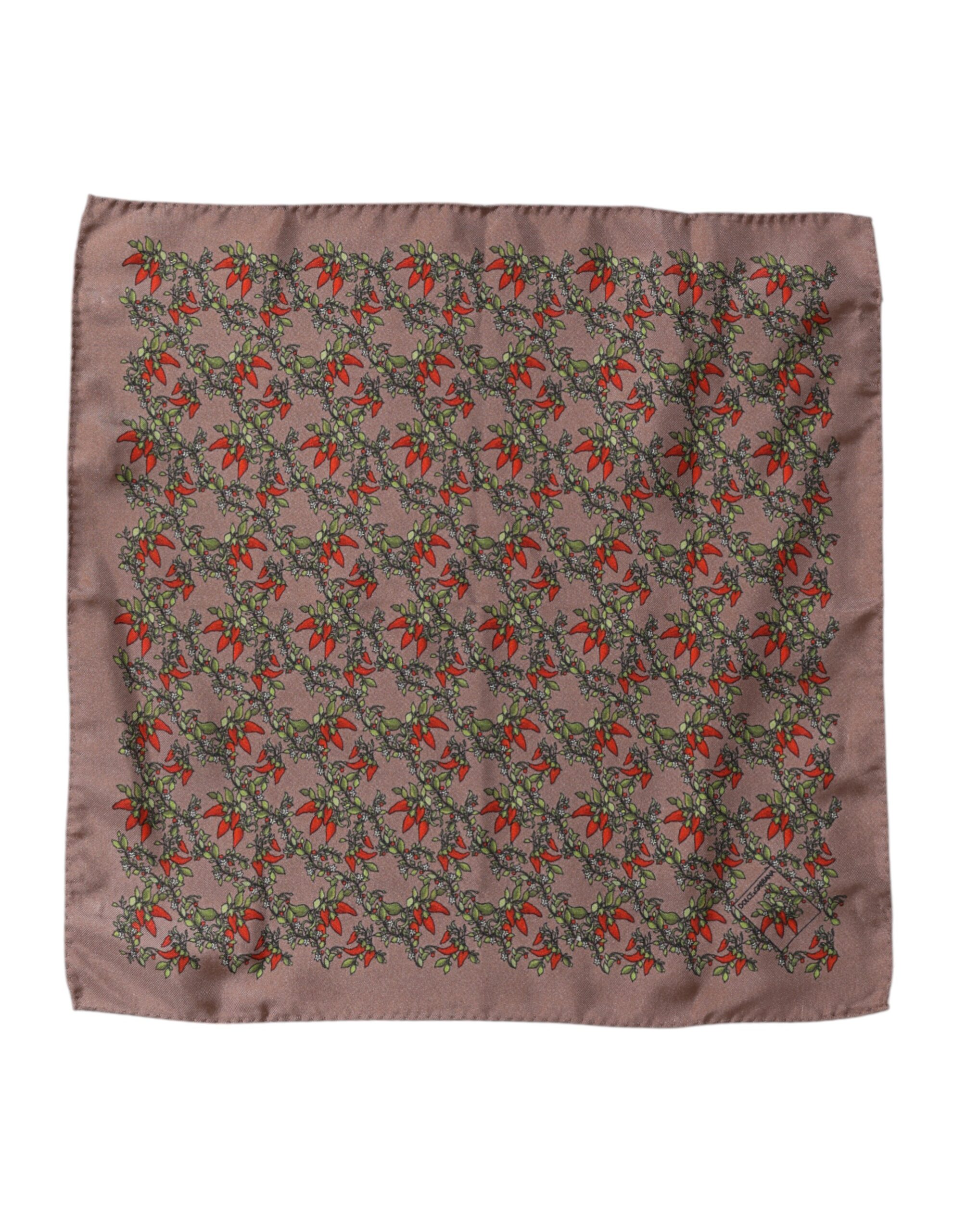 Dolce & Gabbana Brown Chilis Silk Square Men Foulard Scarf - Image 2