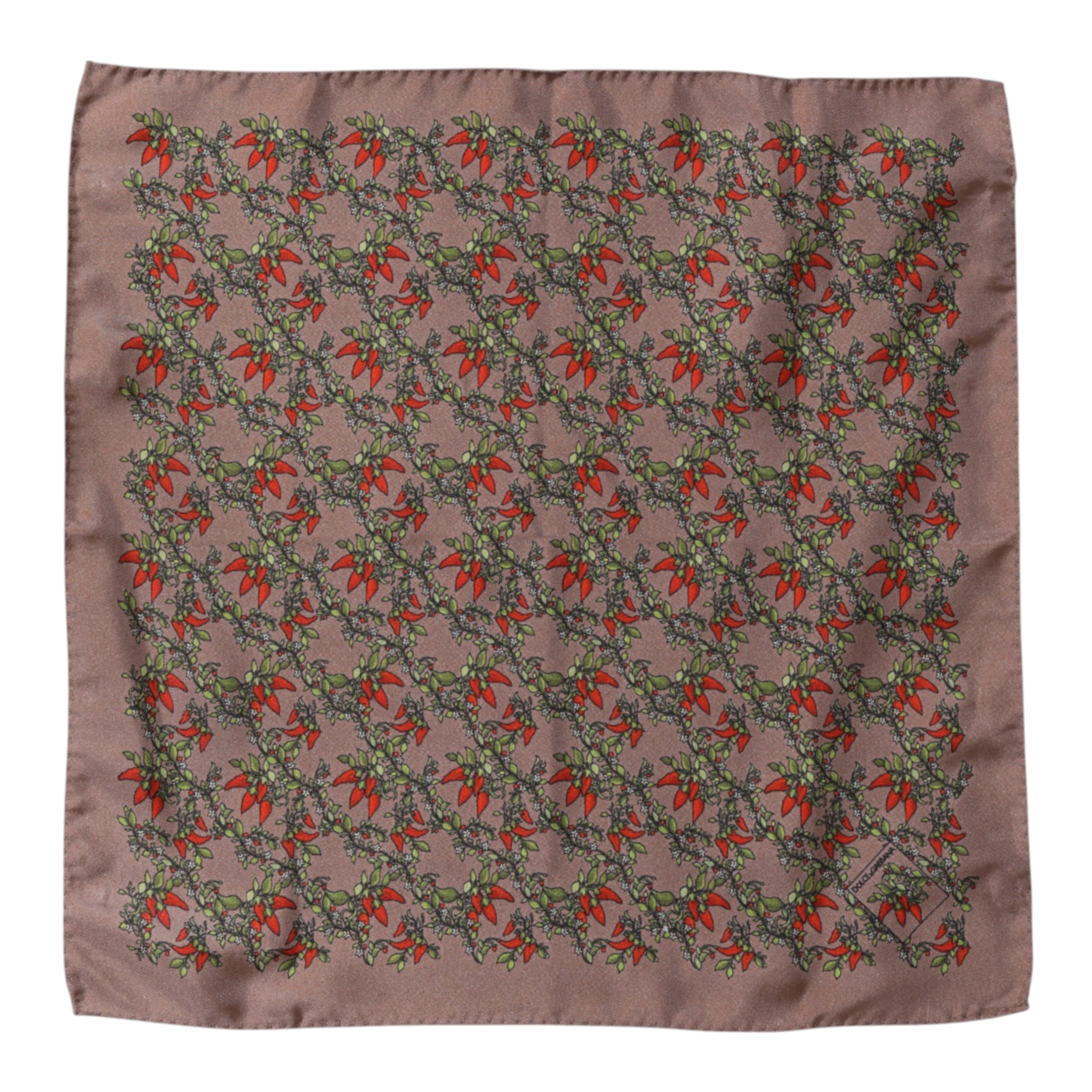 Dolce & Gabbana Brown Chilis Silk Square Men Foulard Scarf - Image 3
